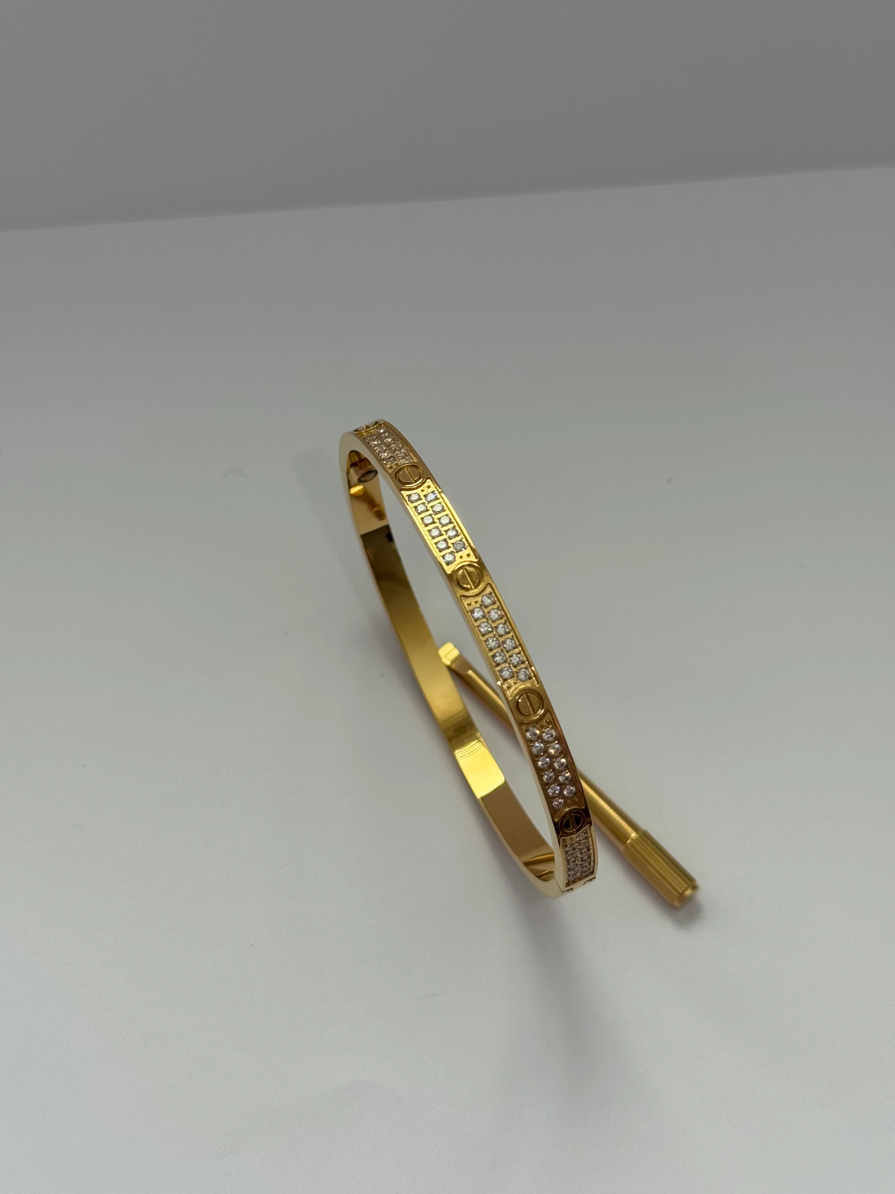 İnce Gold Pave Dizi Vidalı Bileklik