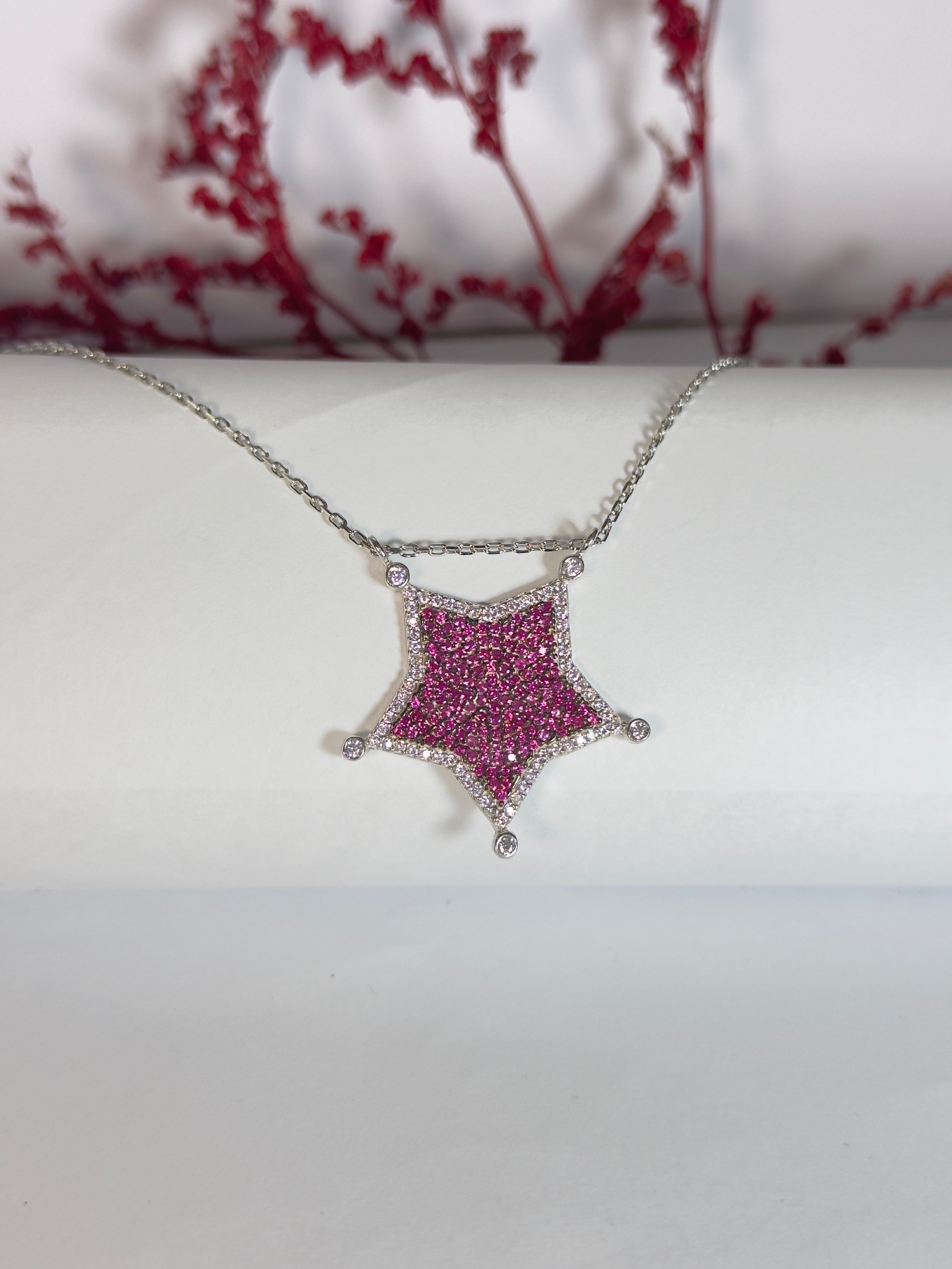 Nebula. Pink Galaxy Crescent Kolye