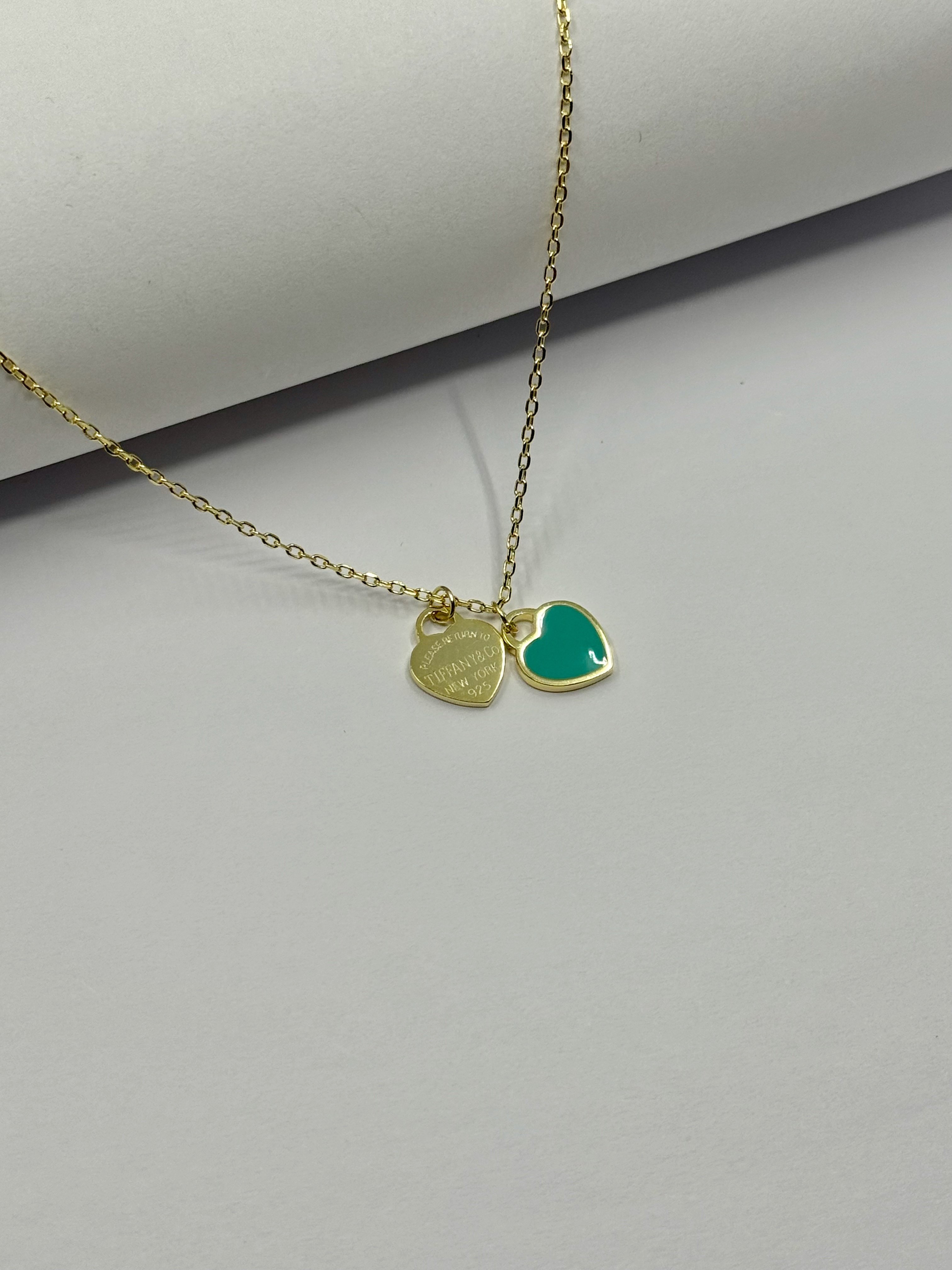 Prem. Tiff.Co Gold Double Heart Kolye