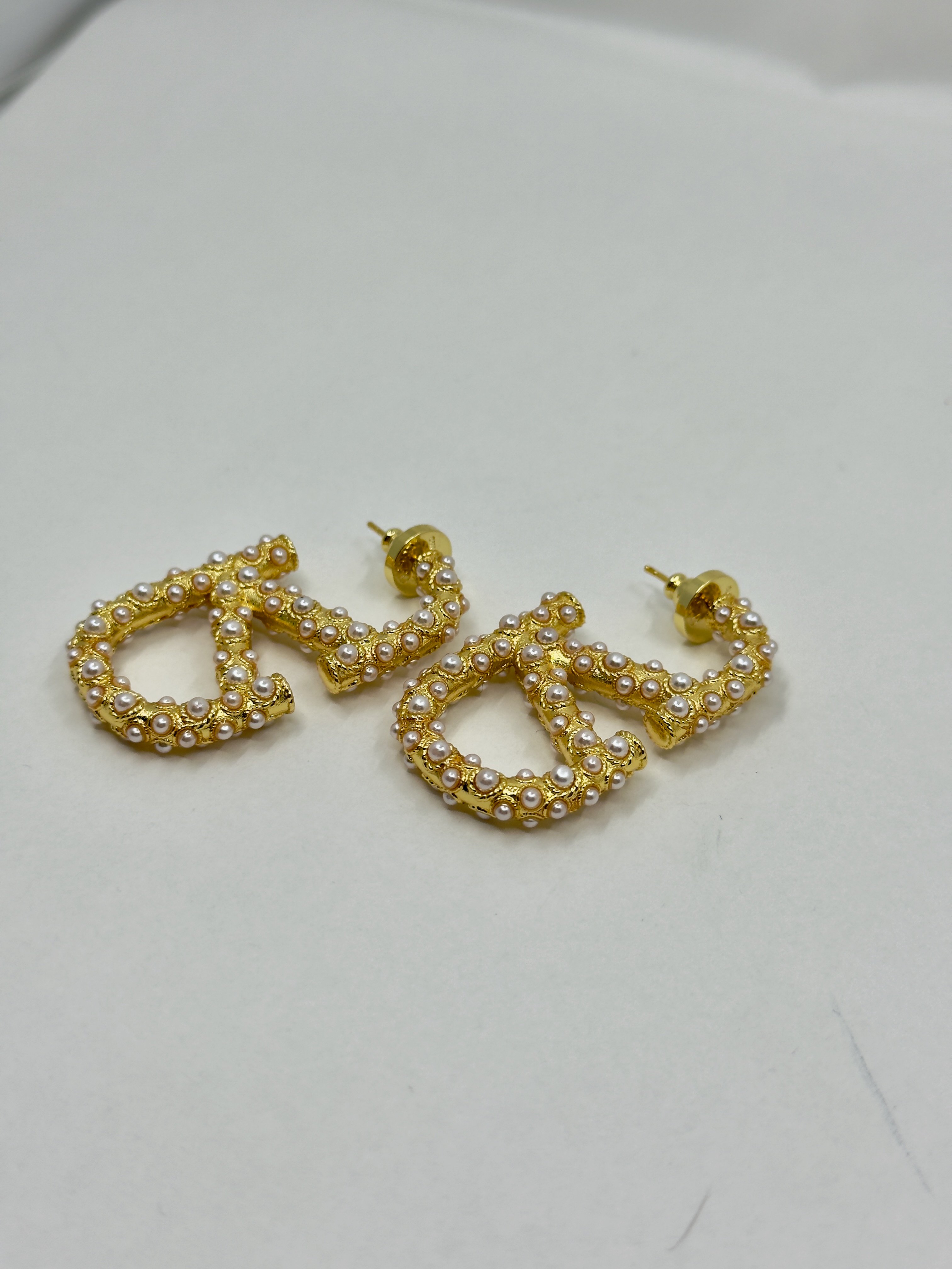 Valent. Gold İnci Detaylı Large Küpe