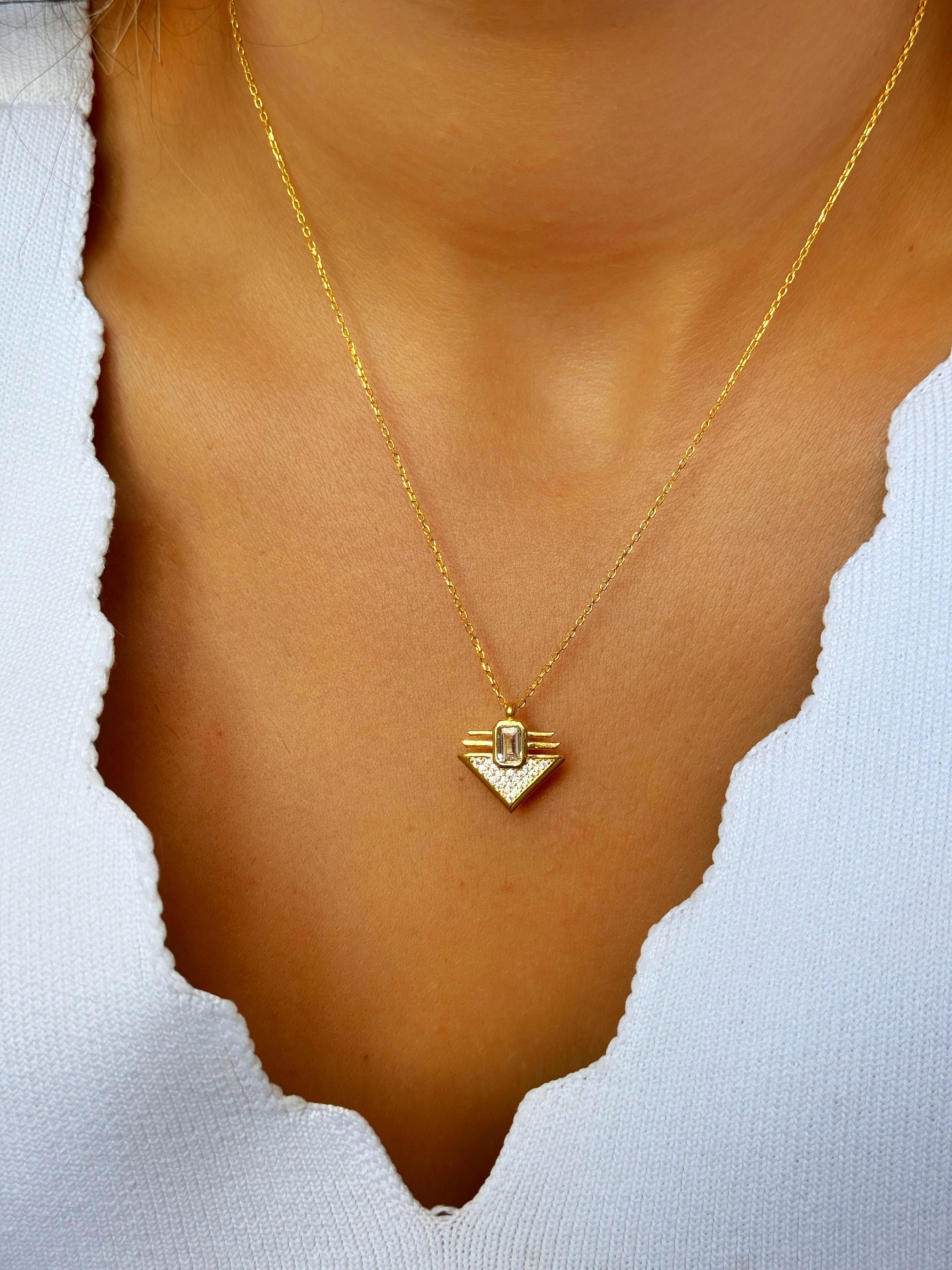 S925 Triangle Gold Kolye