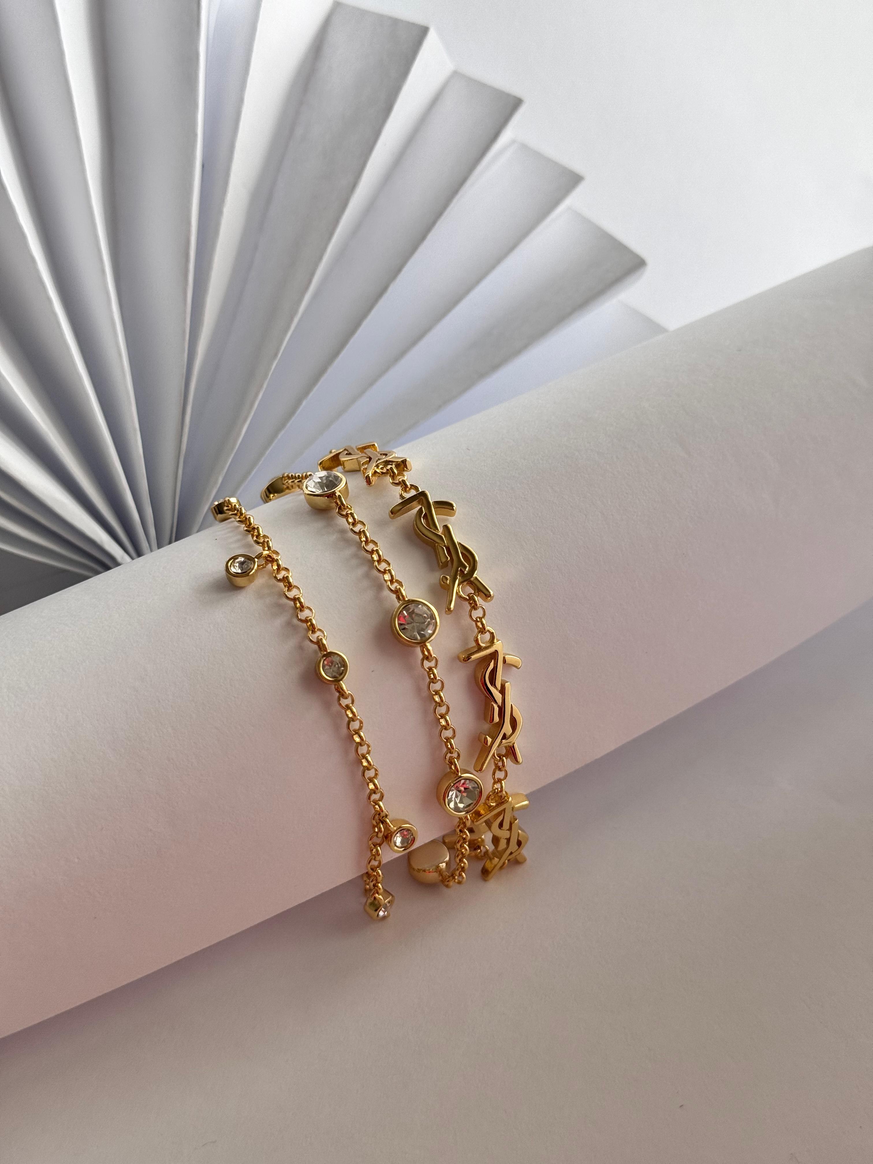 YSL. Gold Üçlü Sıra Bileklik