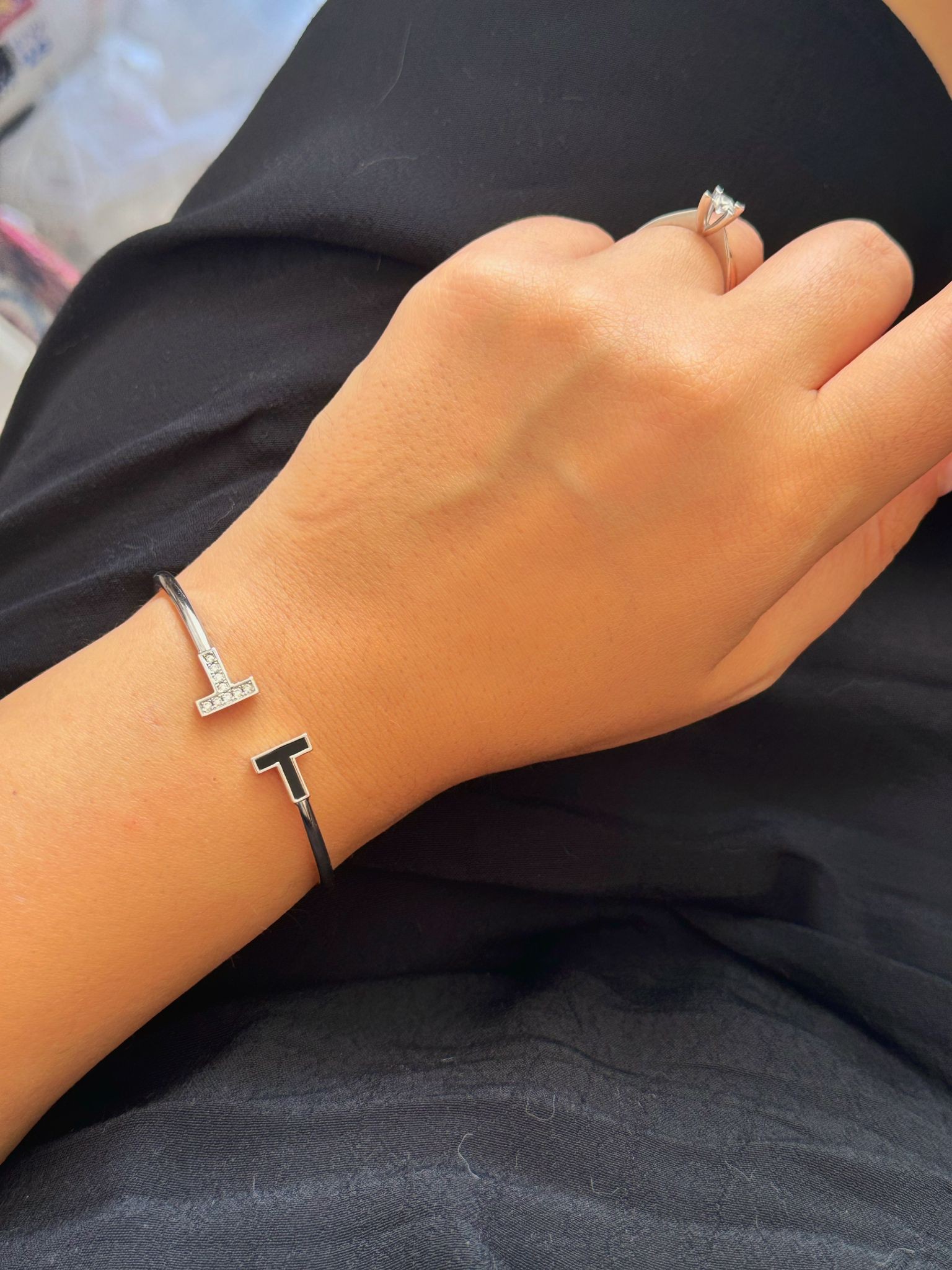 Tiff. T Silver Siyah Taşlı Bileklik