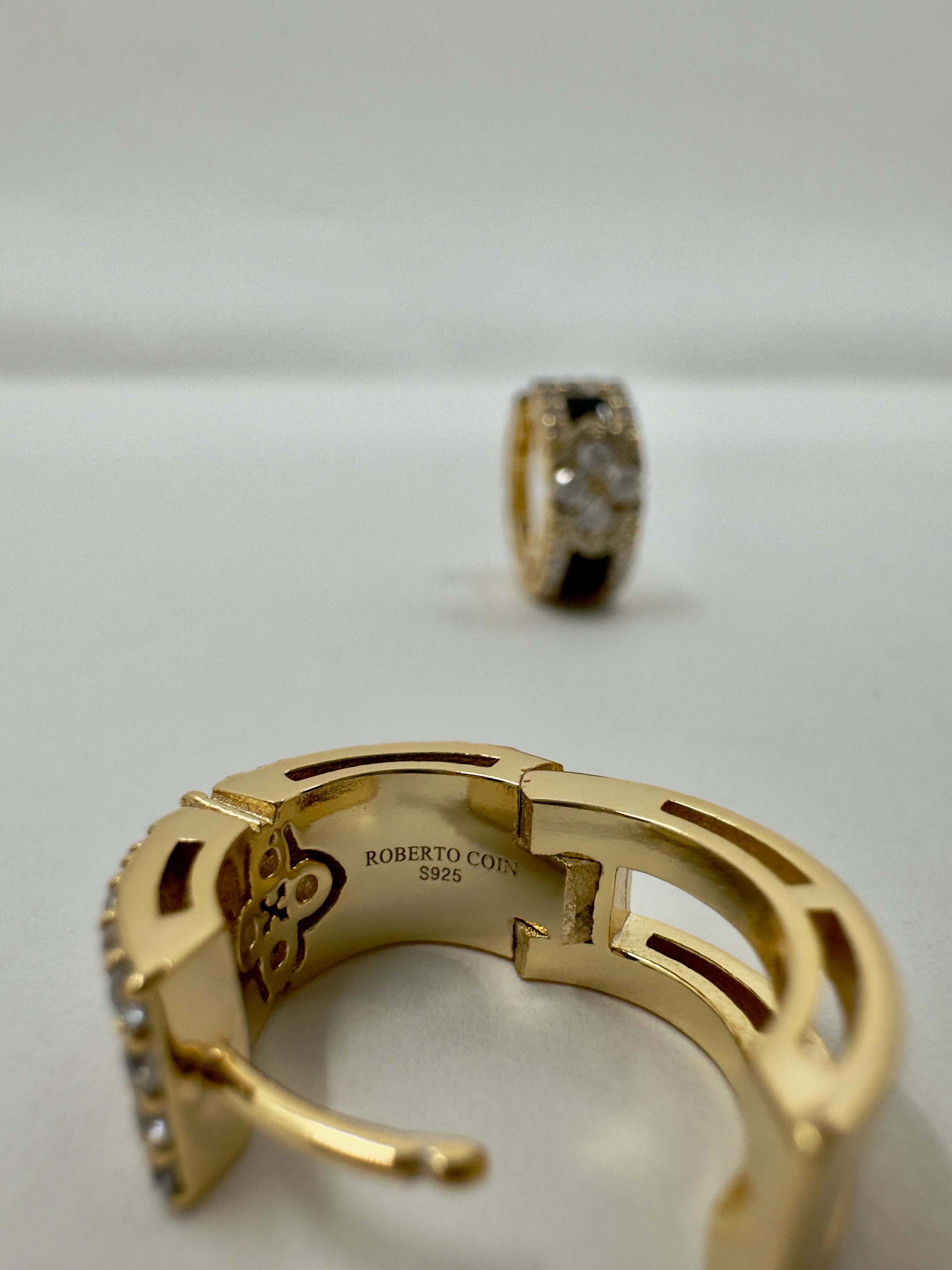 Prem. Roberto C. Taşlı Gold Siyah Küpe