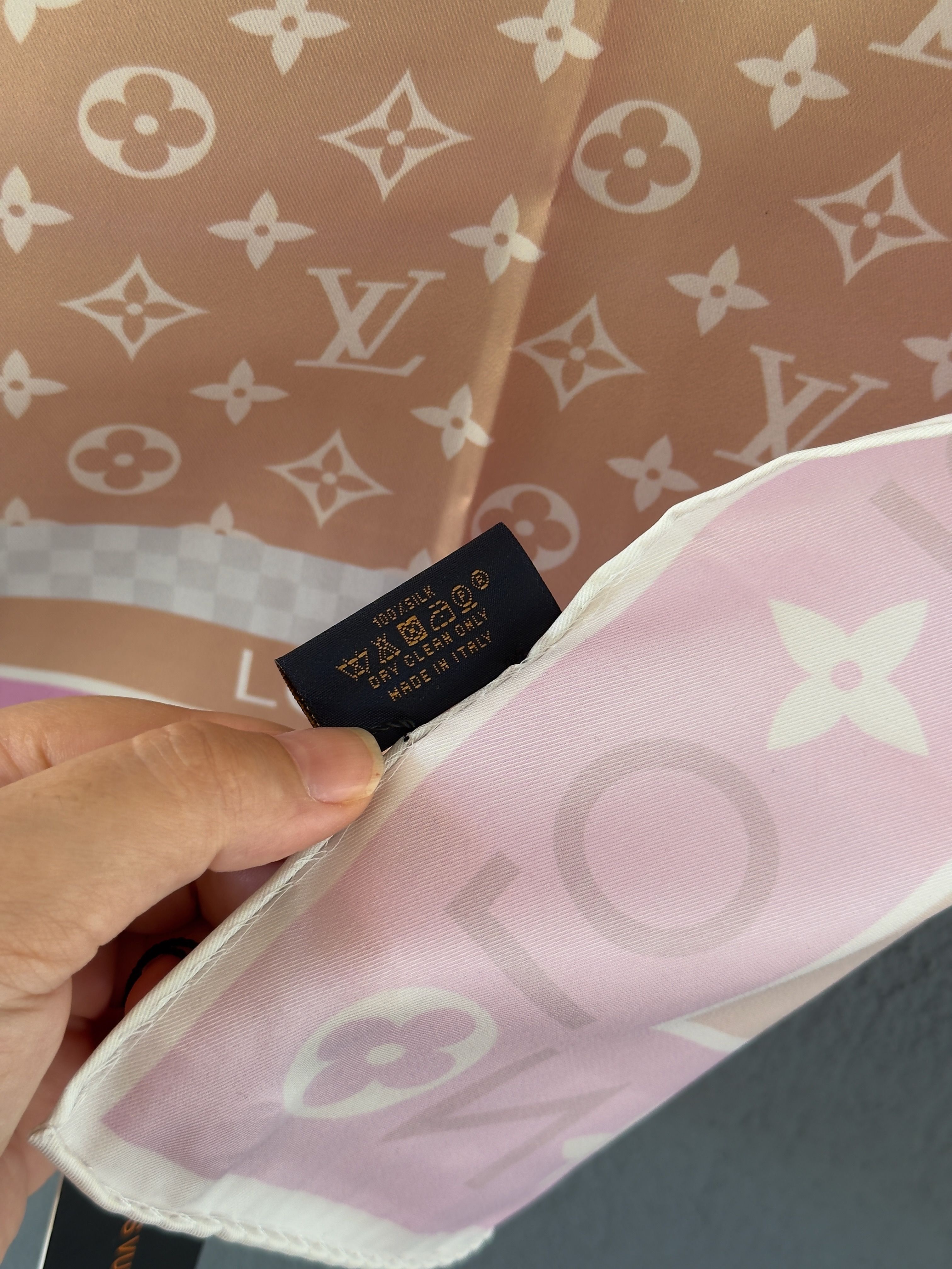 Monogram Pastel Rose İpek Şal