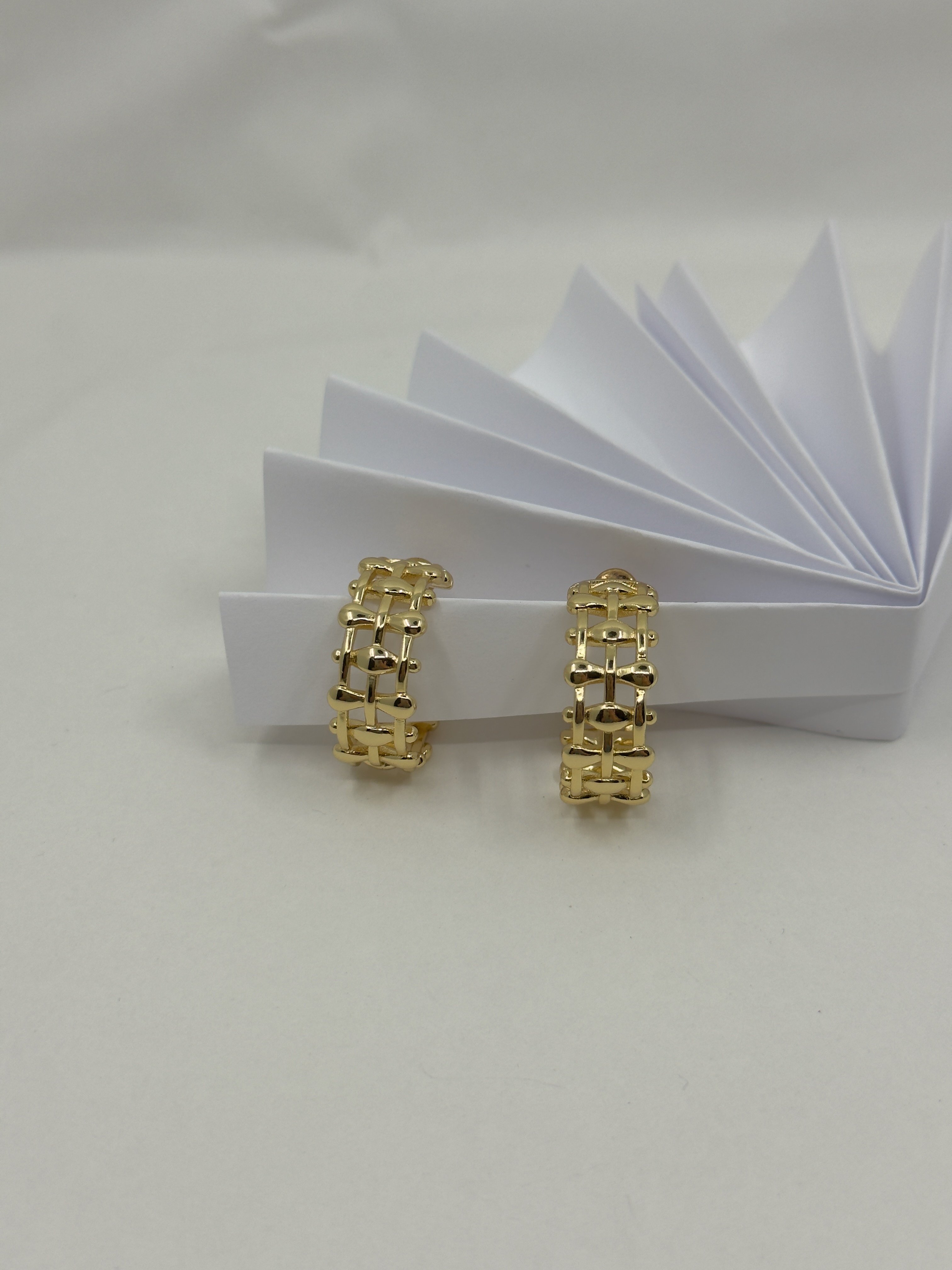 Blncg. Gold Hasır Hoop Küpe