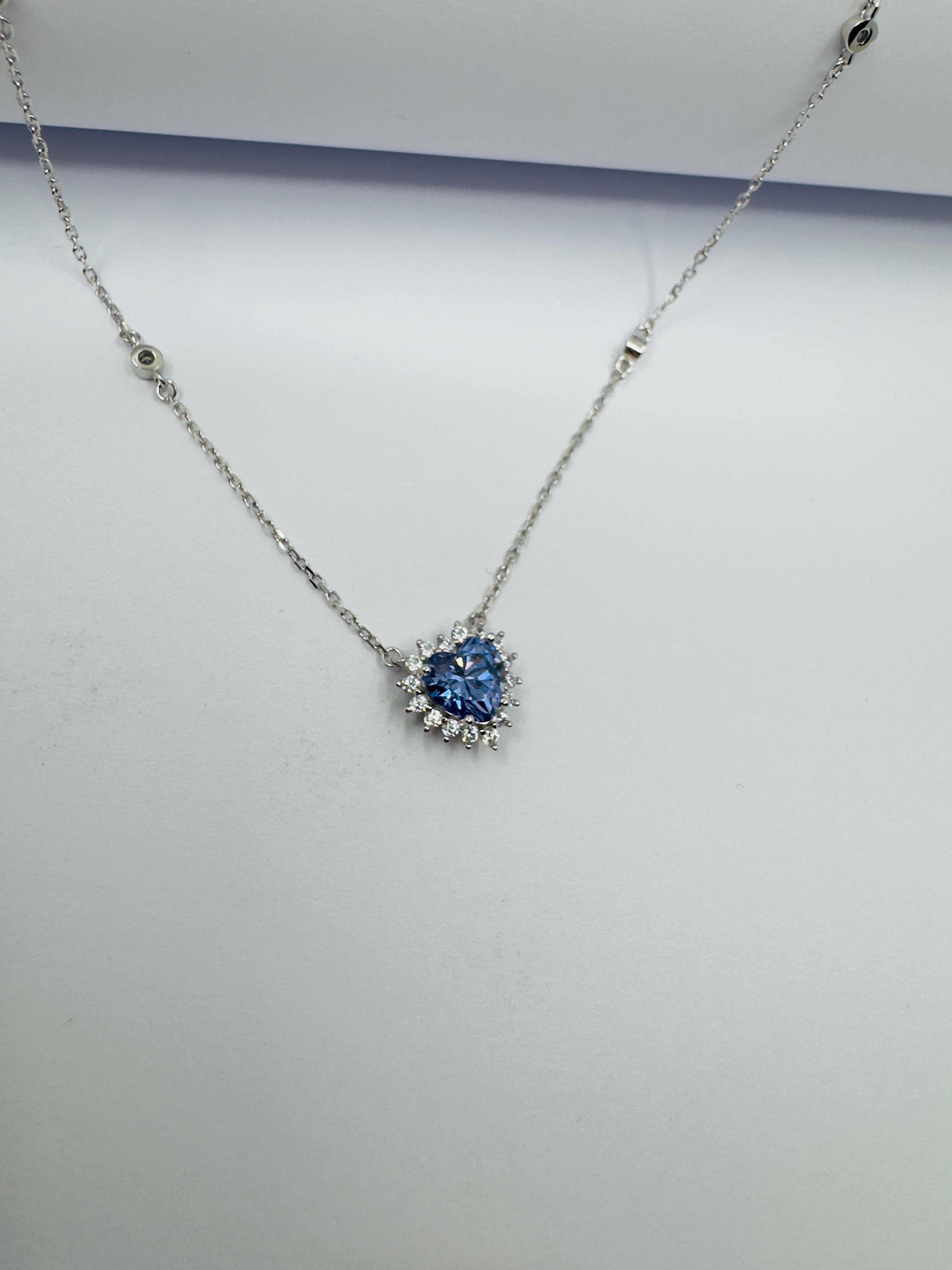 Blue Heart Işıltı Gümüş Kolye