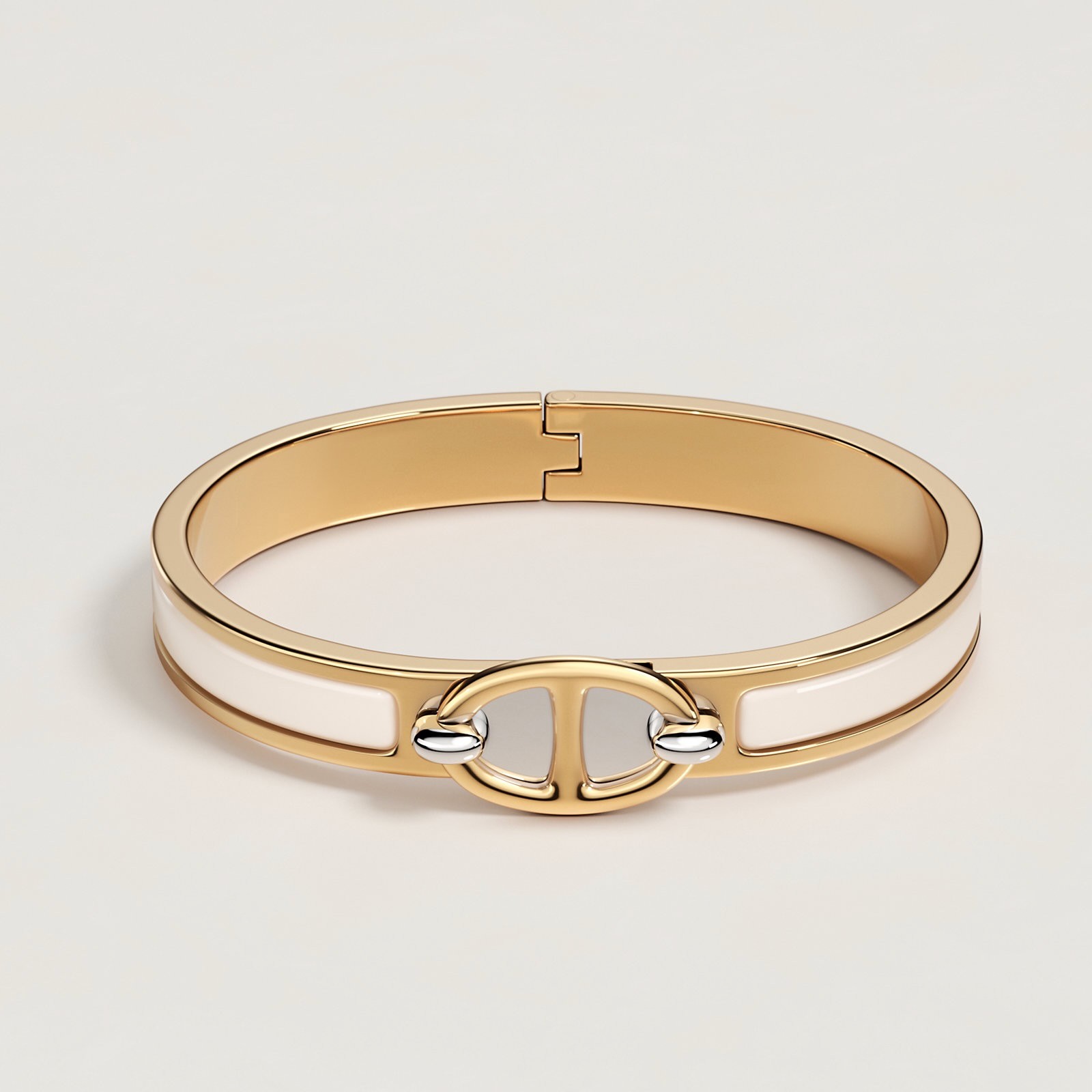 Hrms. Gold Beyaz Clic Kelly Bracelet