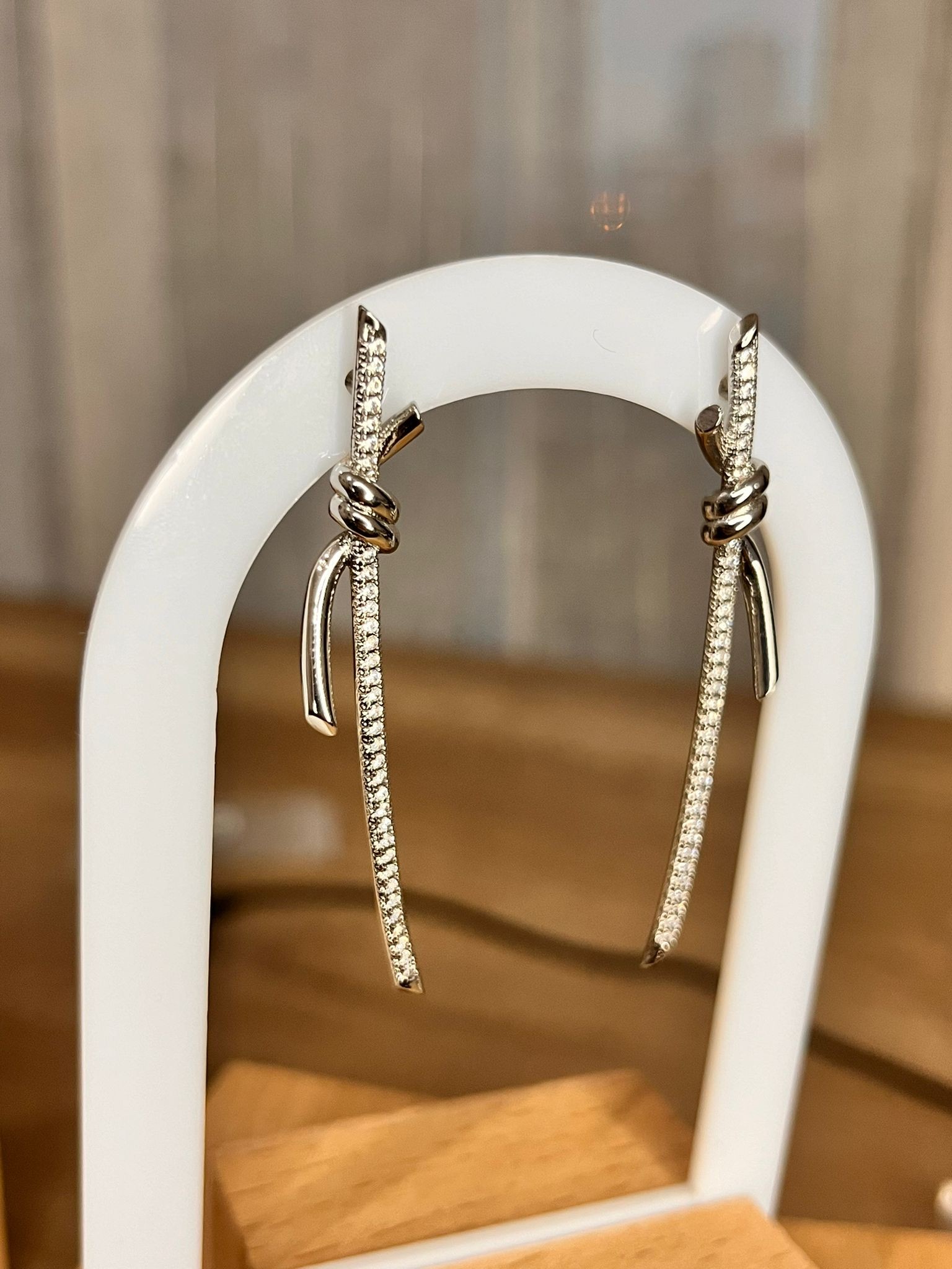 Tiff.Co Knot Uzun Silver Küpe