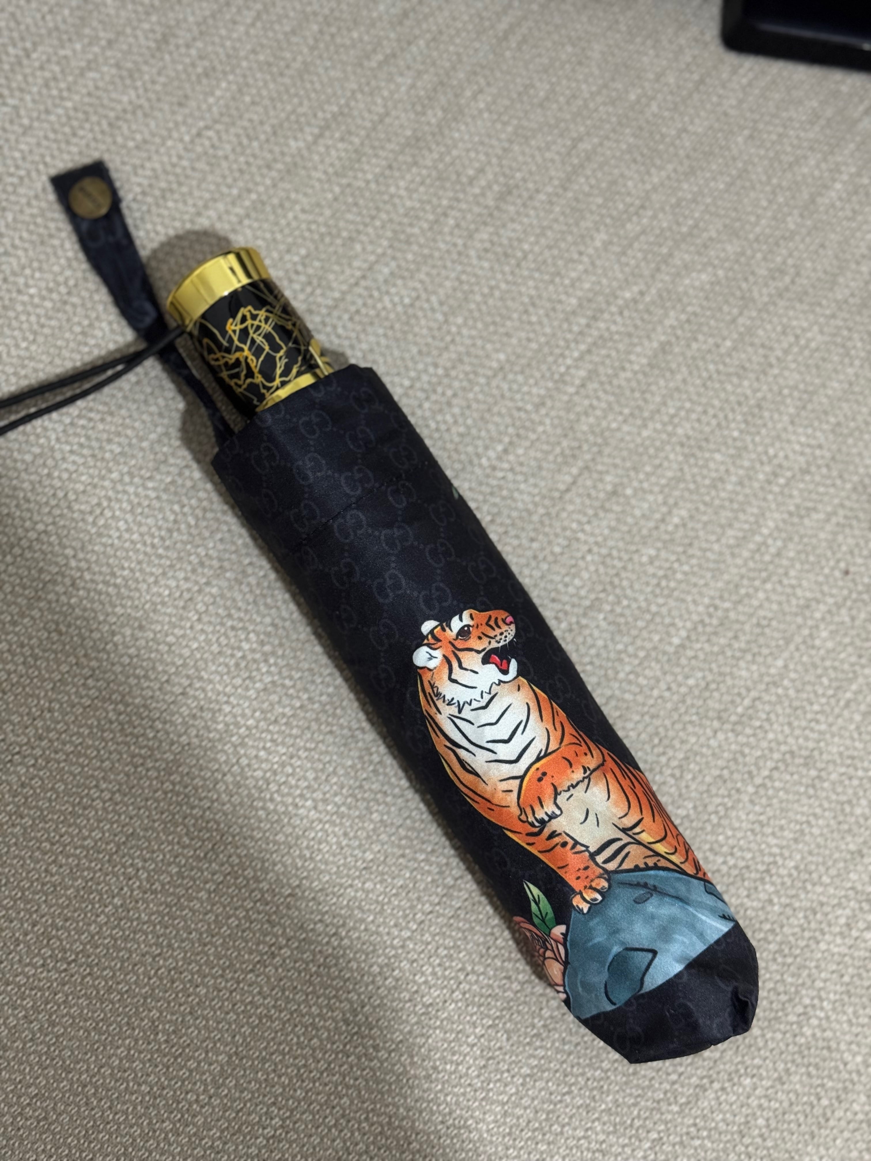 Tiger & Flora Siyah Şemsiye