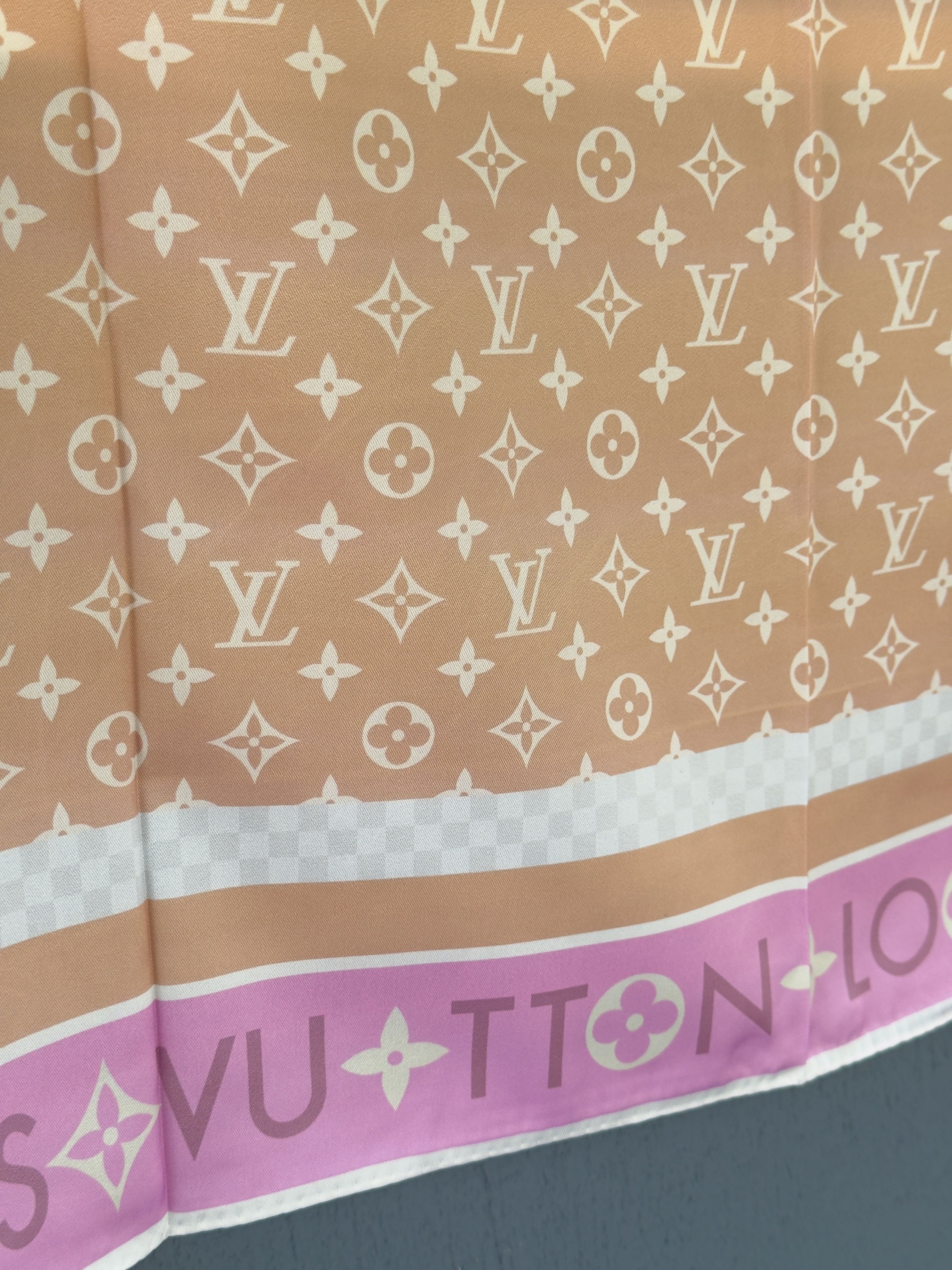 Monogram Pastel Rose İpek Şal