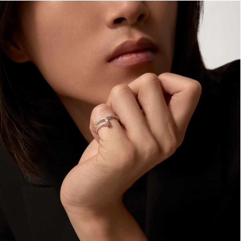 Ayarlanabilir Silver Half Pave Yüzük