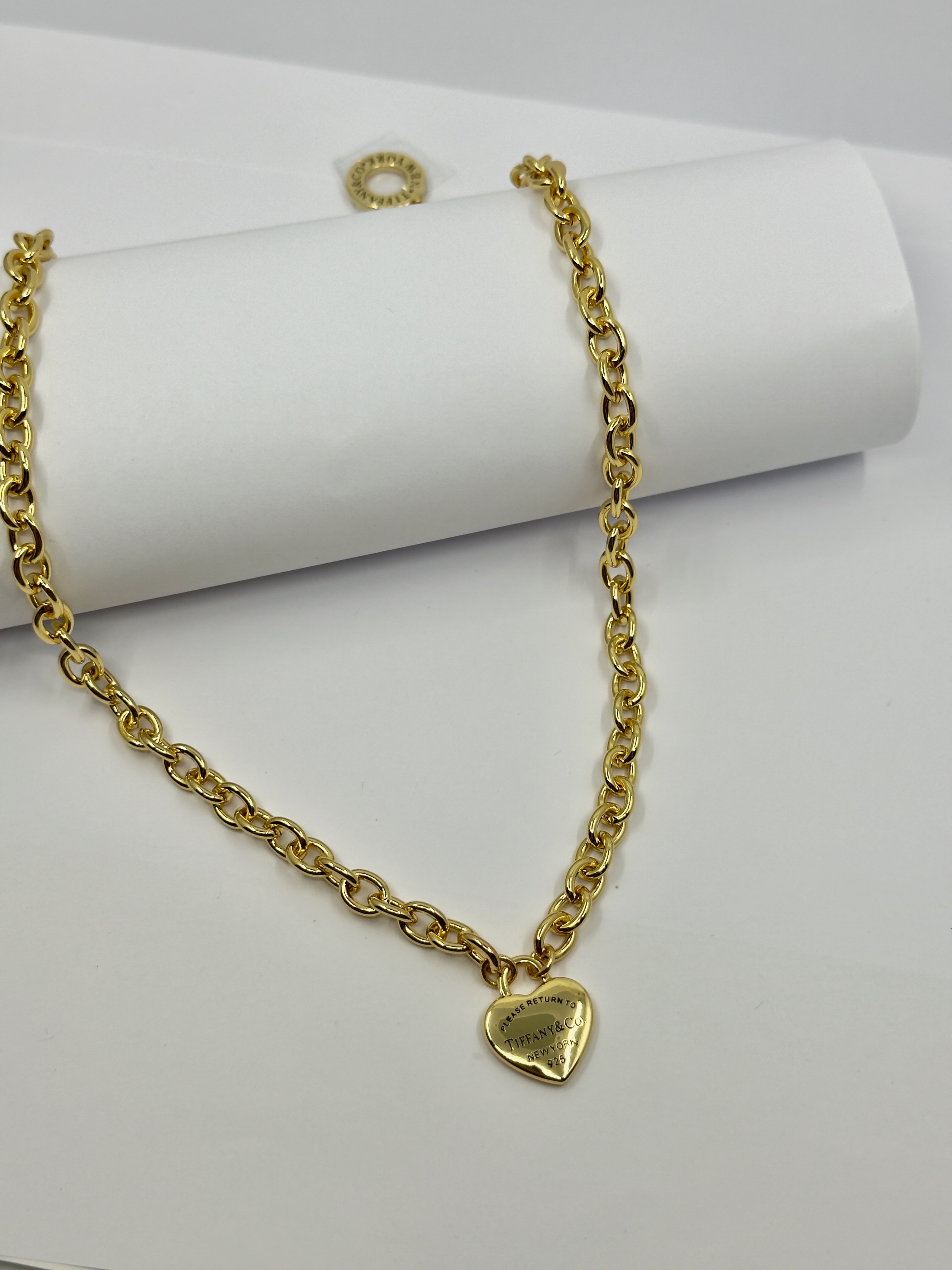 Gold Heart Tag Kolye