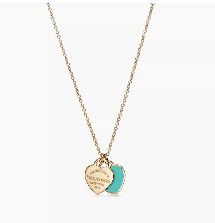 Prem. Tiff.Co Gold Double Heart Kolye