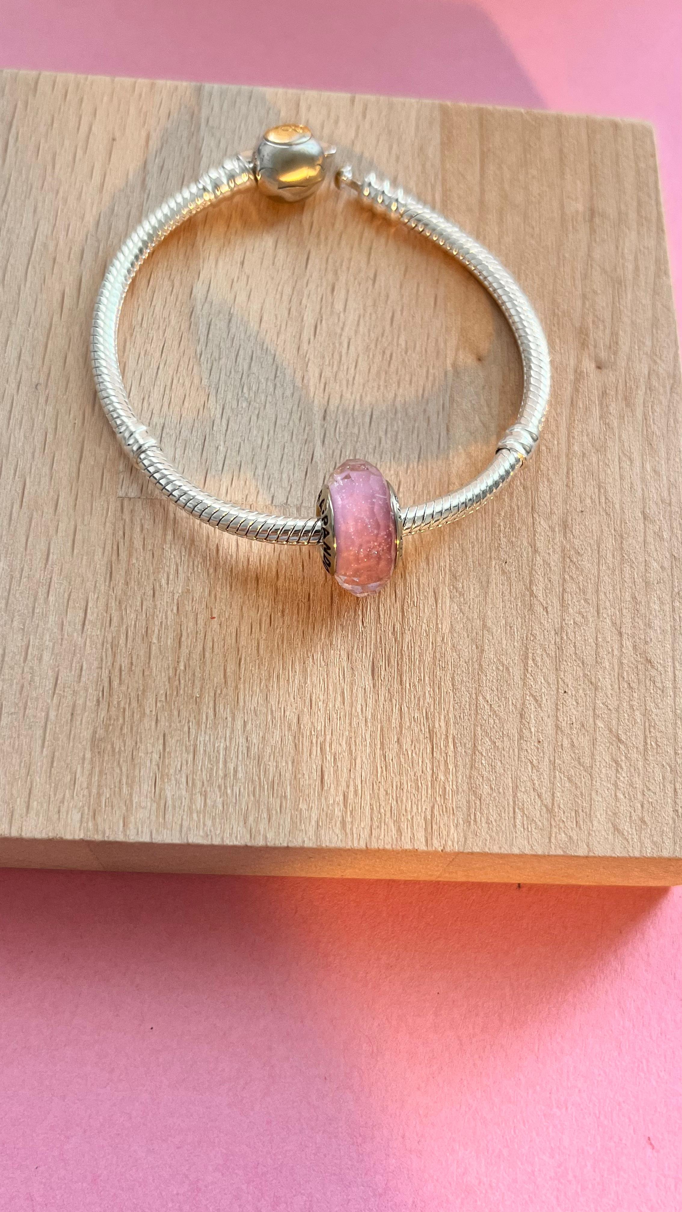 ışıltılı pembe murano charm