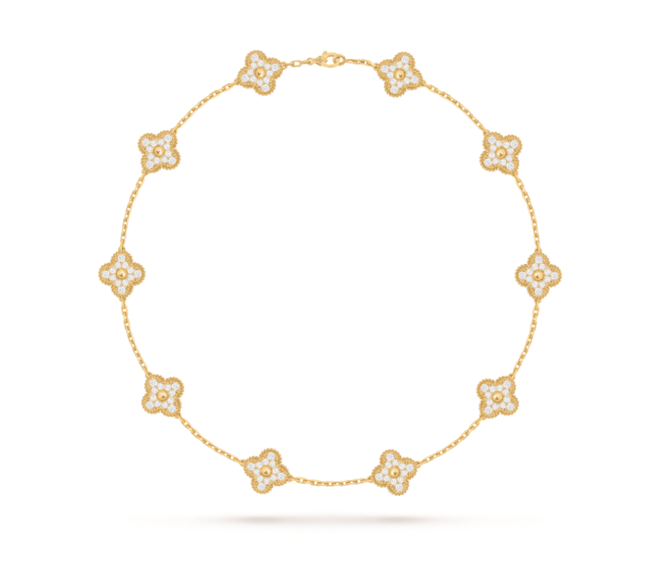 Full Gold Taşlı 10 Yonca Kolye