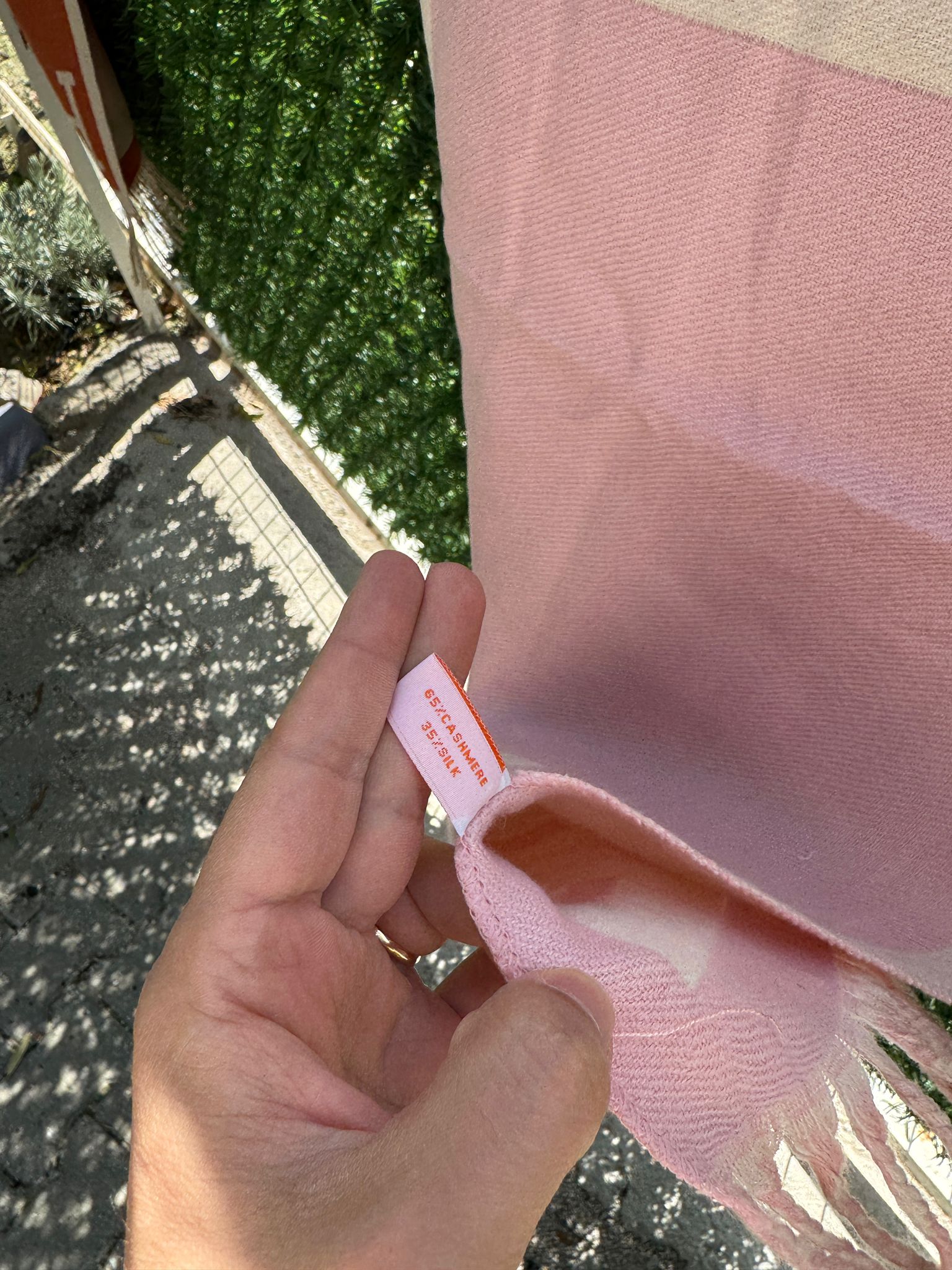 H Plaid Rose Poudré & Écru Kaşmir & İpek Şal