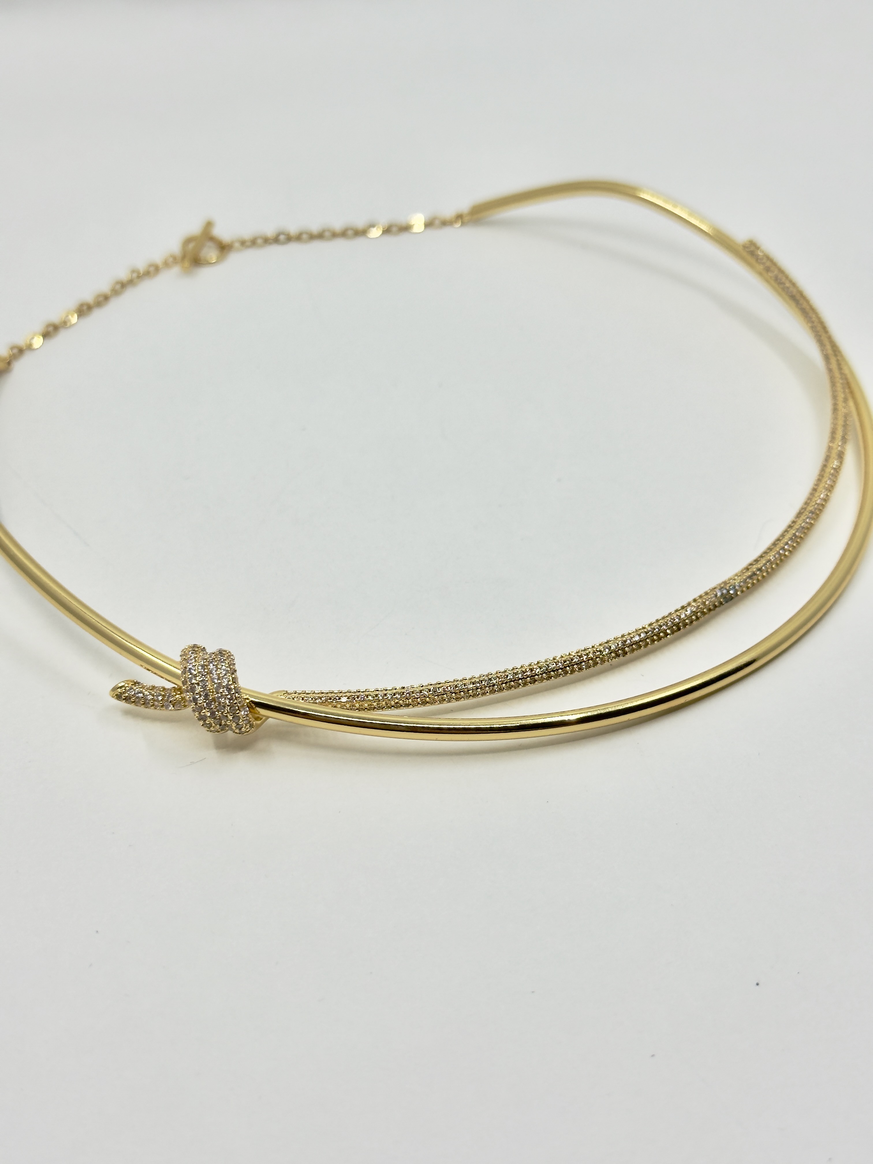 TiffCo. Gold Taşlı Tamtur Knot Kolye