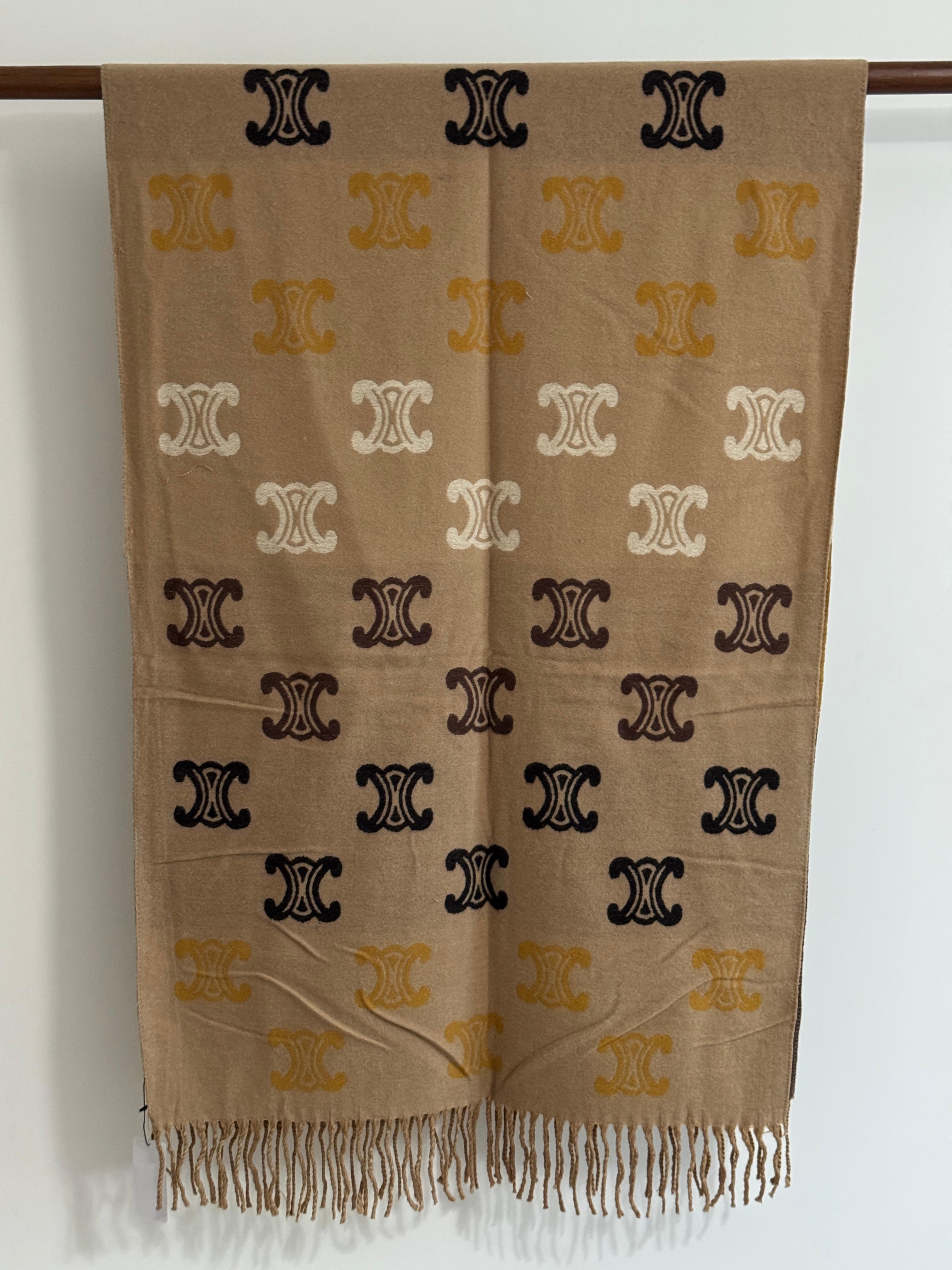 Triomphe Caramel-Noir Kaşmir-İpek Şal