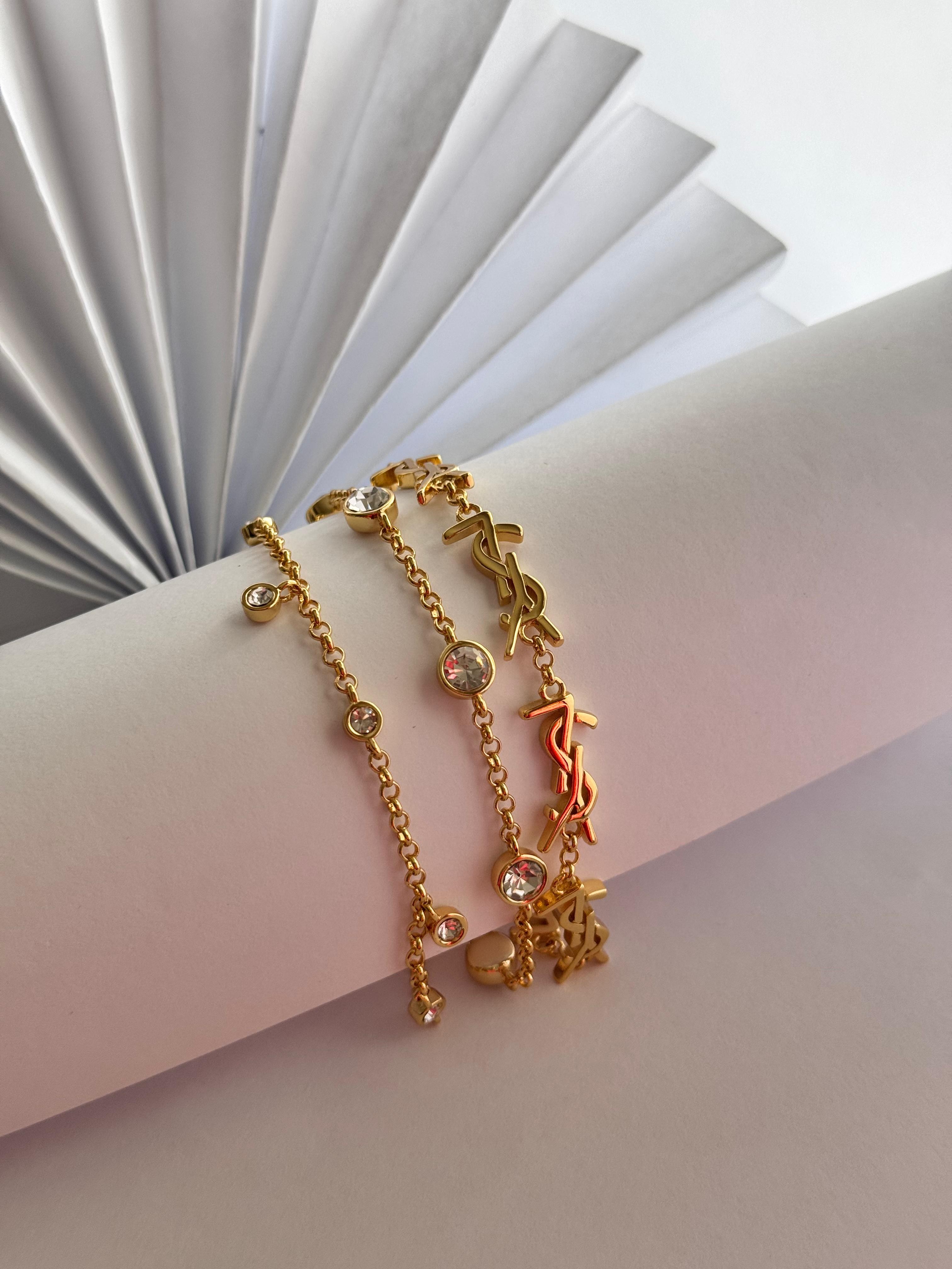 YSL. Gold Üçlü Sıra Bileklik