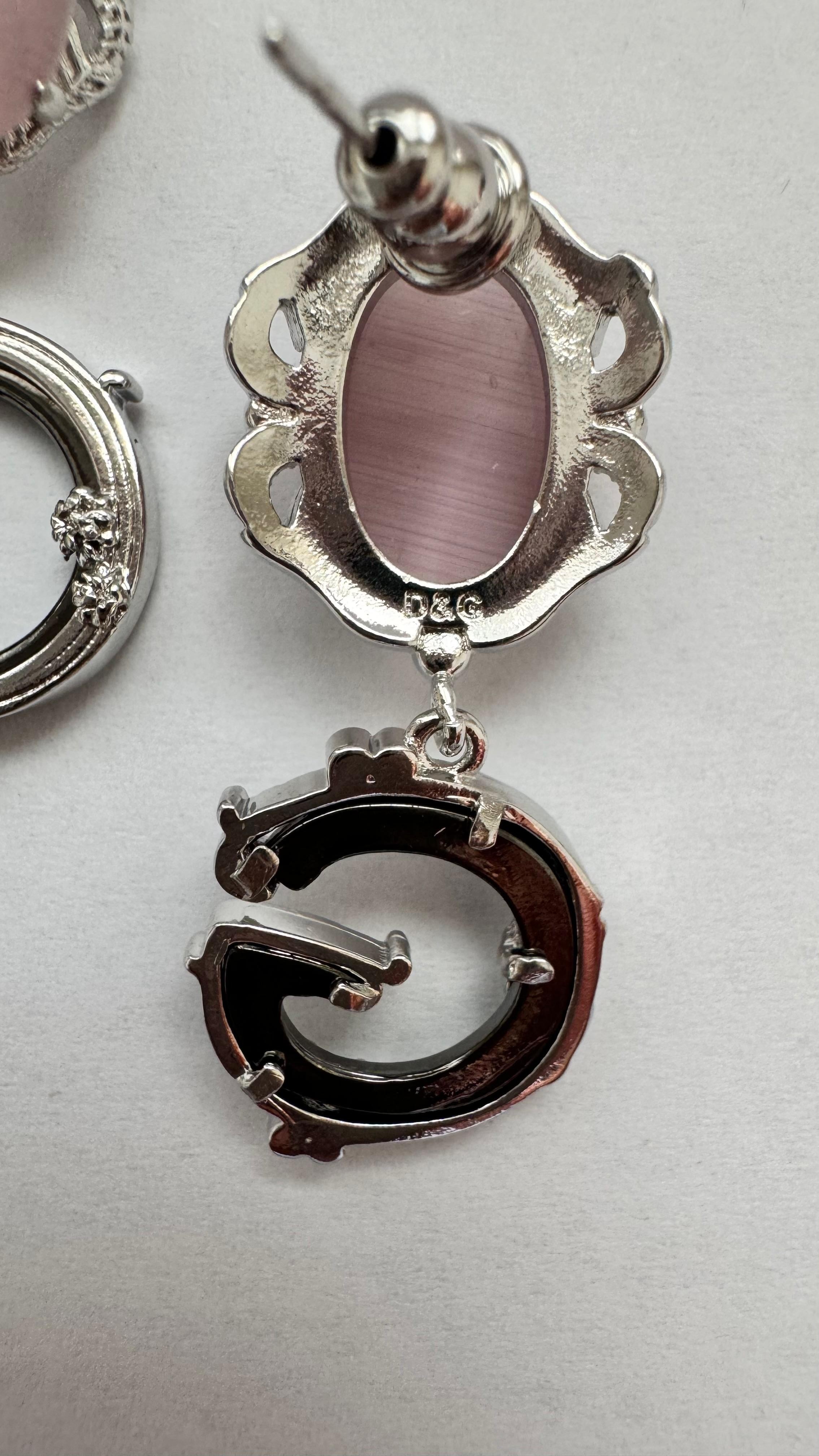 DG Pembe Kuvars Taş Detaylı Sallantı Silver Küpe