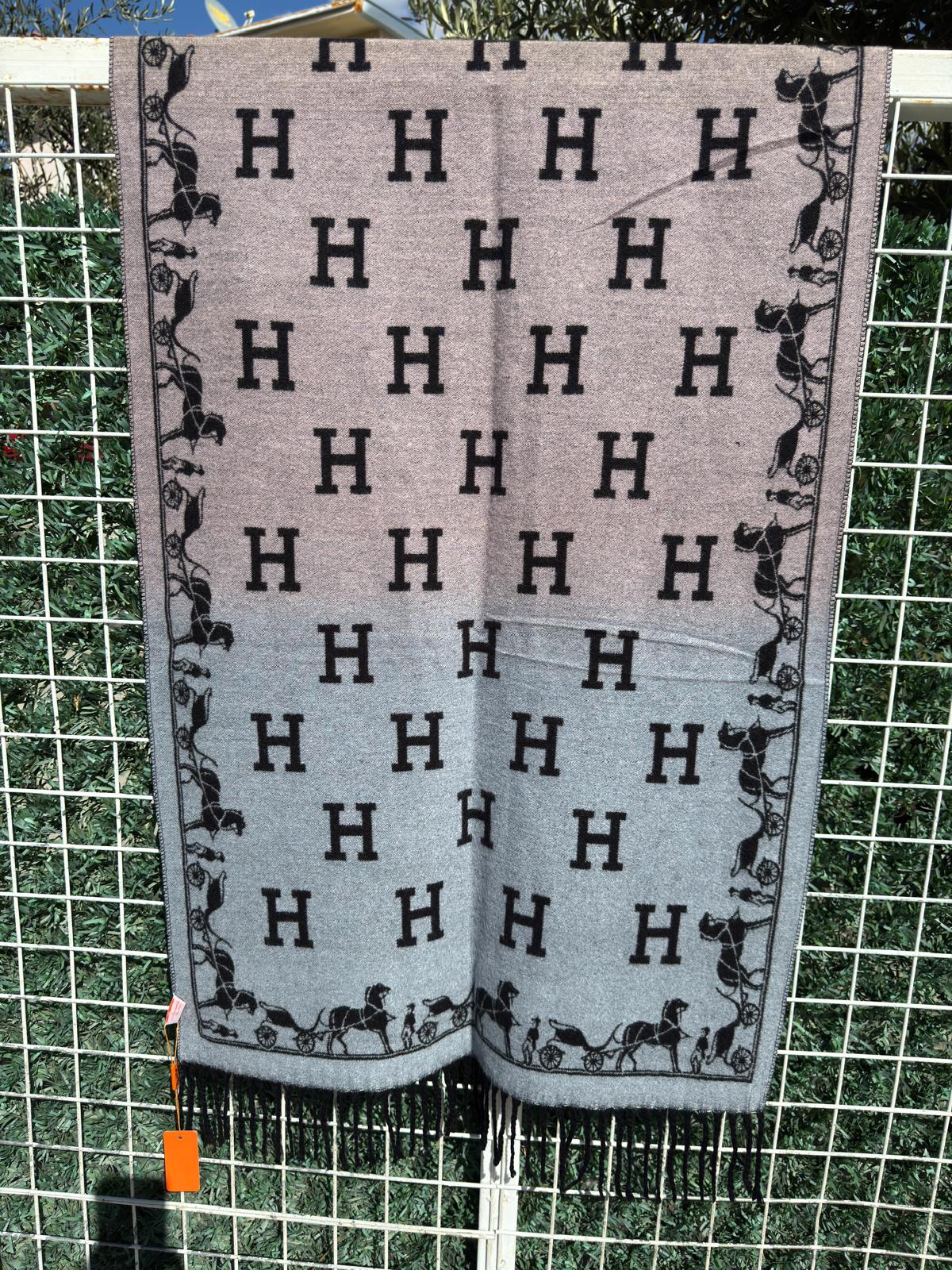 H Carriage Noir & Beige Kaşmir & İpek Şal
