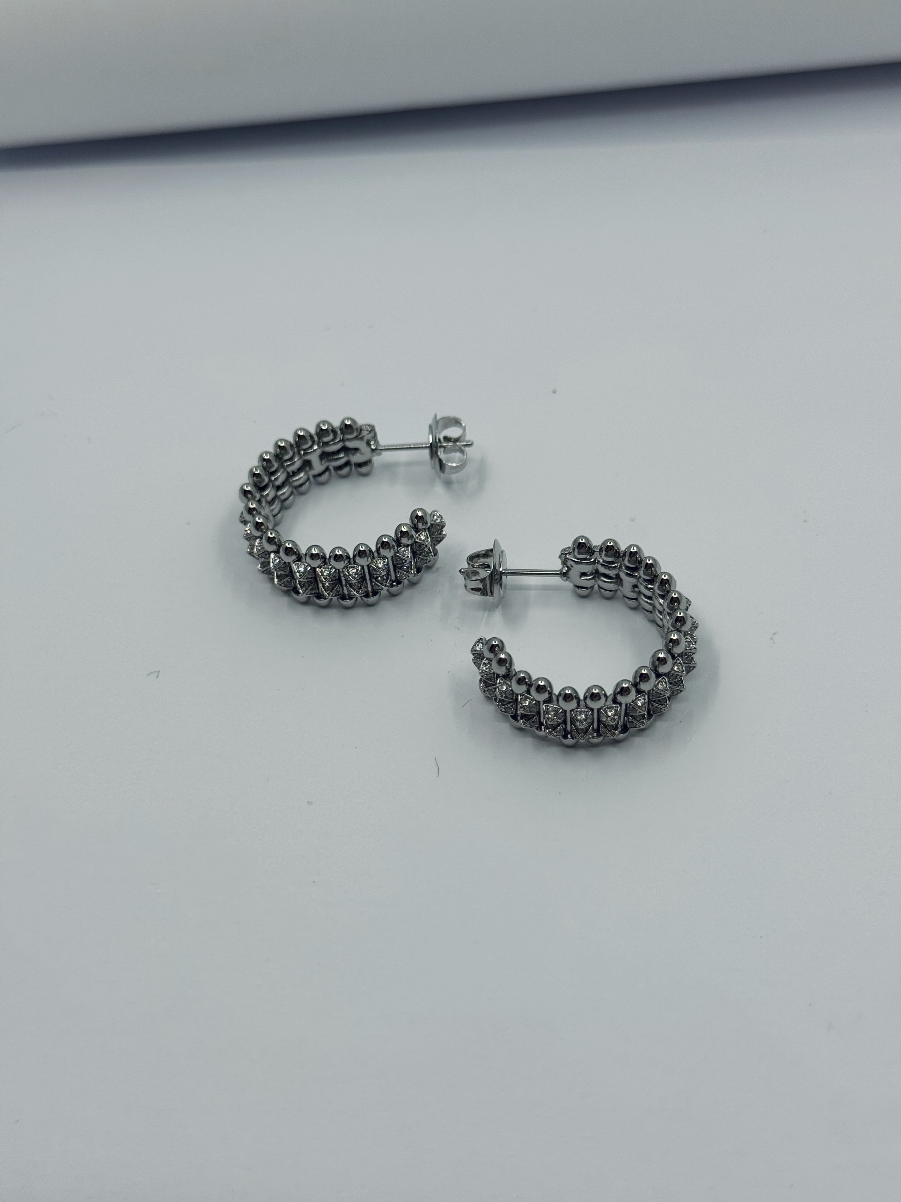 Silver Double Row Clash de Crt Küpe