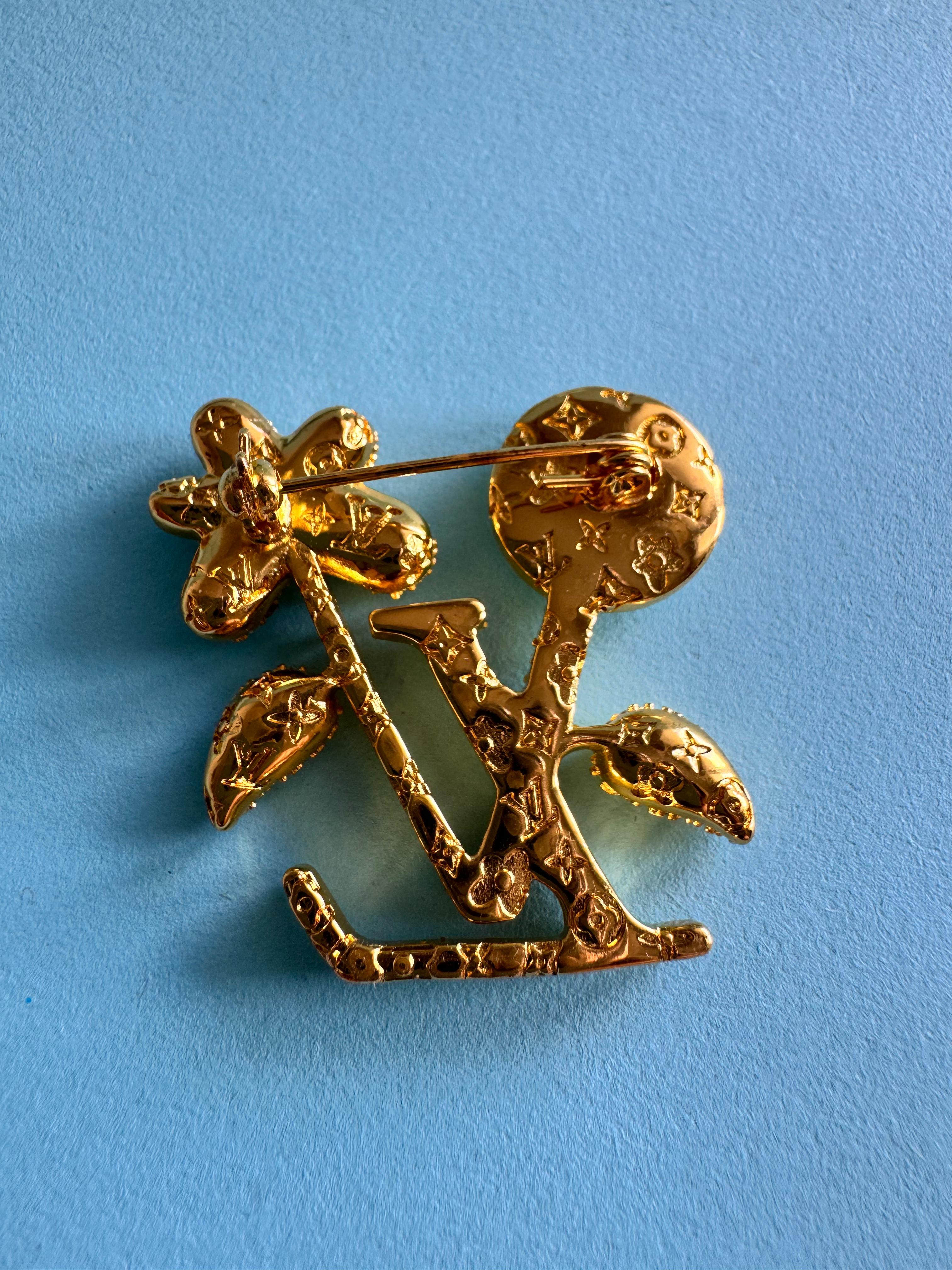 LV. Gold Taşlı Mavi Detay Broş
