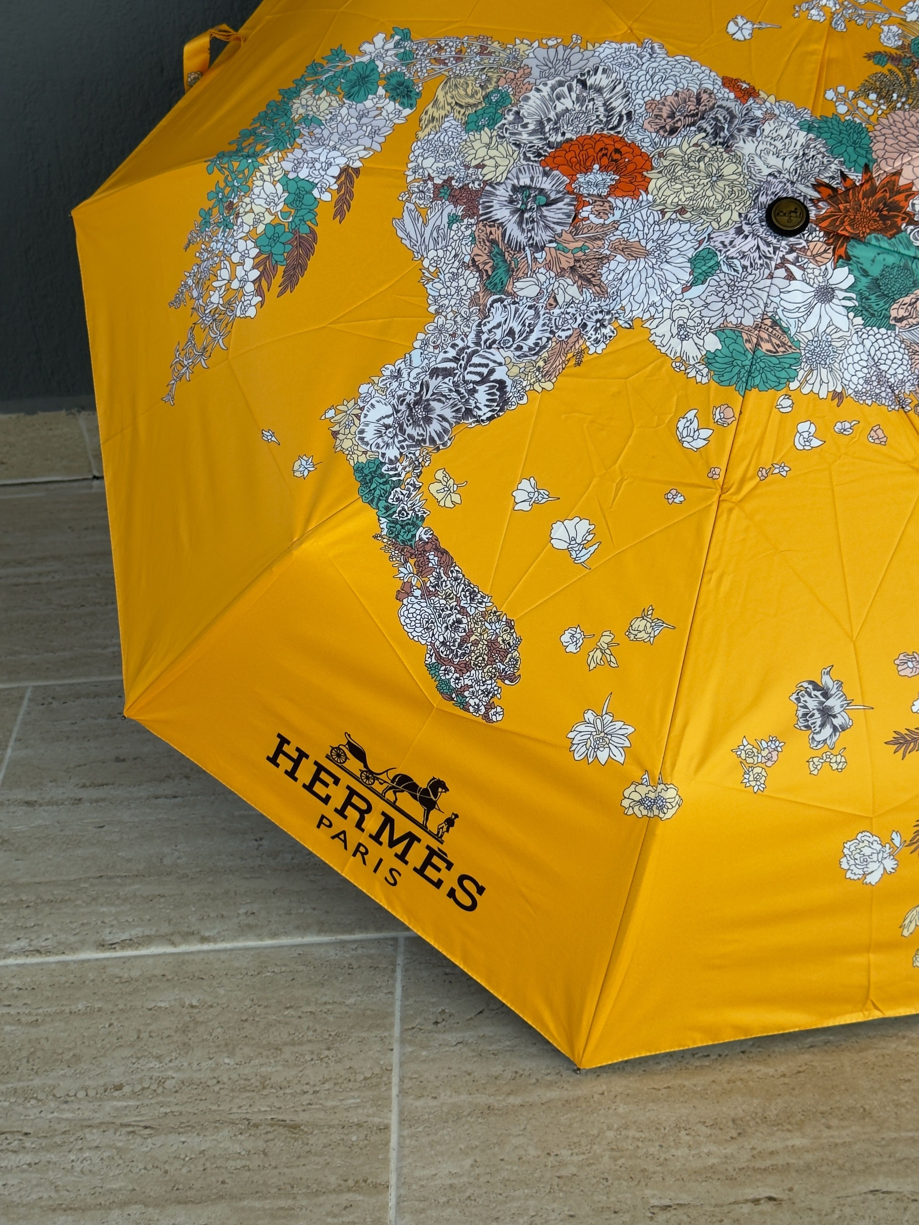 Cheval Fleur Jaune Çiçek Desenli At Şemsiye
