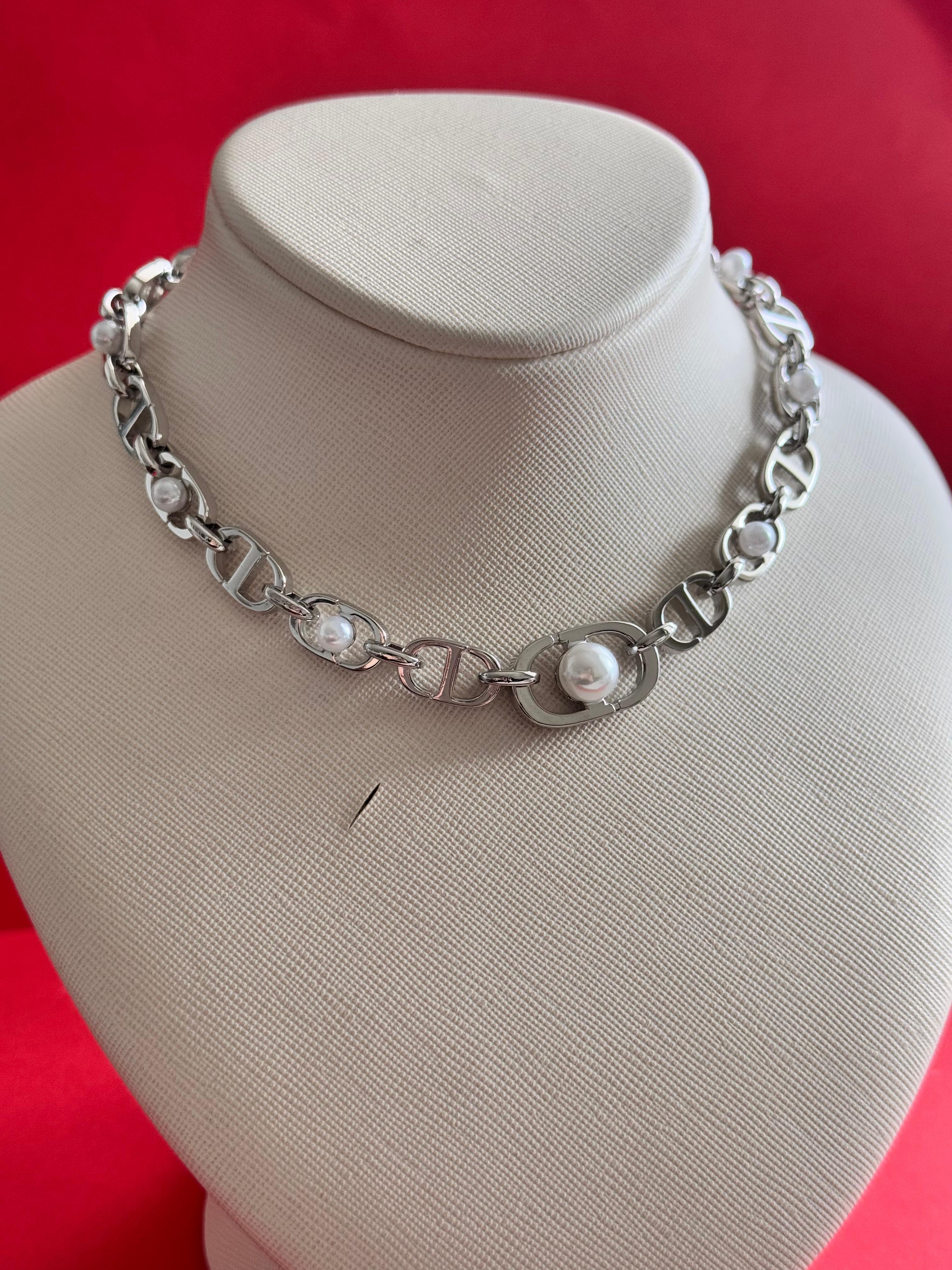 D*or İnci Detay Silver Chocker Kolye