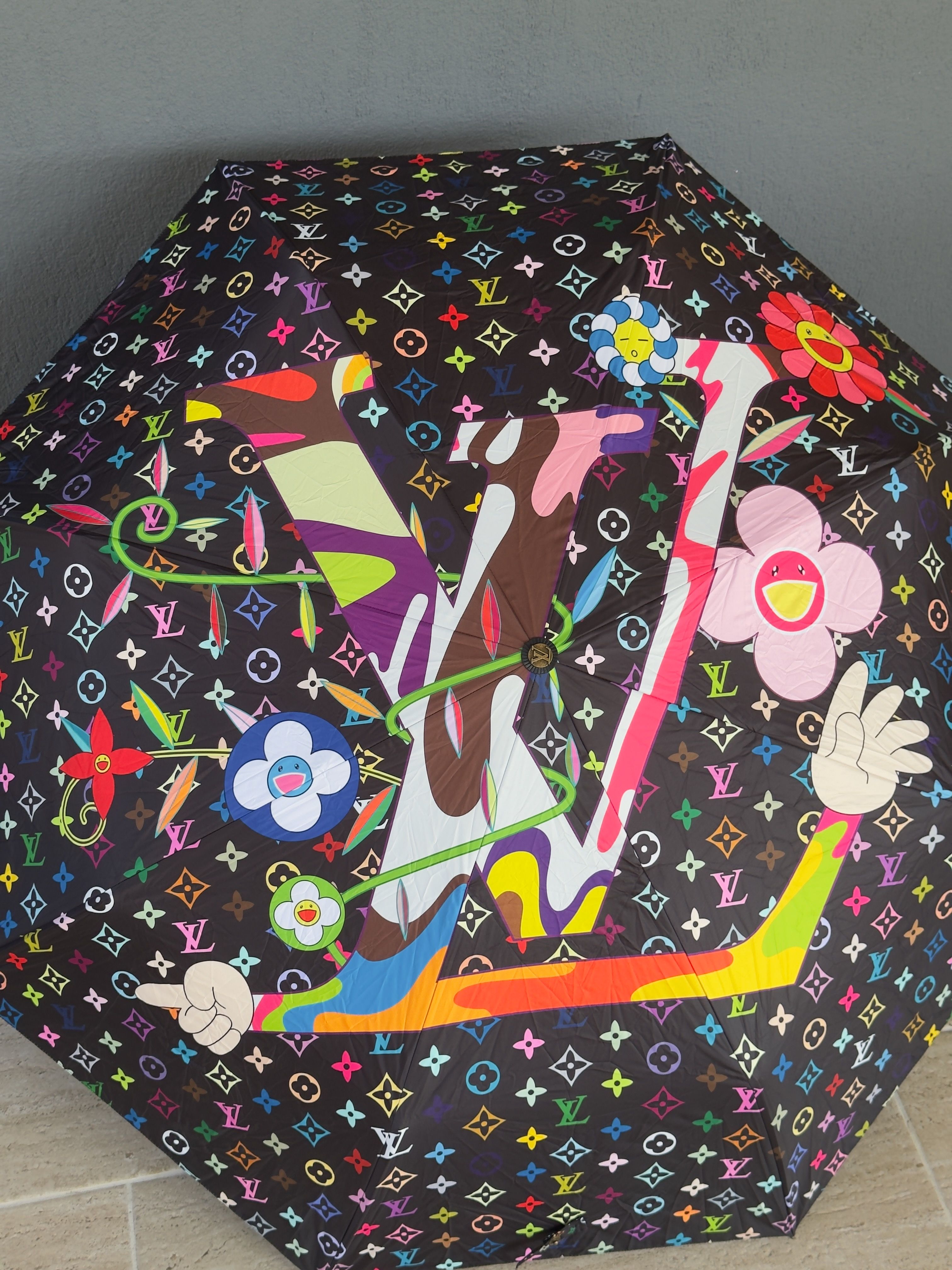 Multicolore Monogram Noir Takashi Murakami Stil Şemsiye