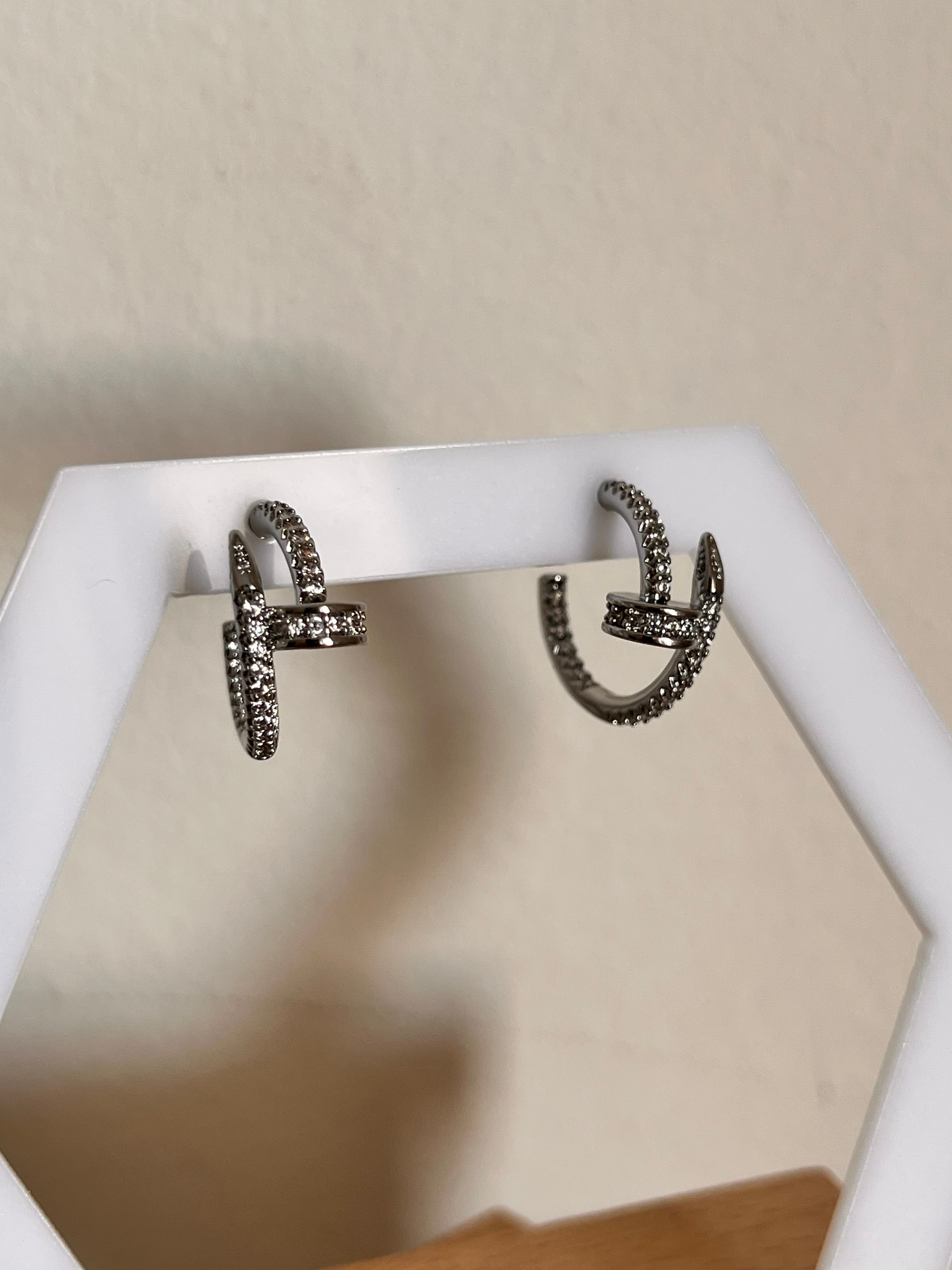 Juste Un Clou Taşlı Silver Küpe