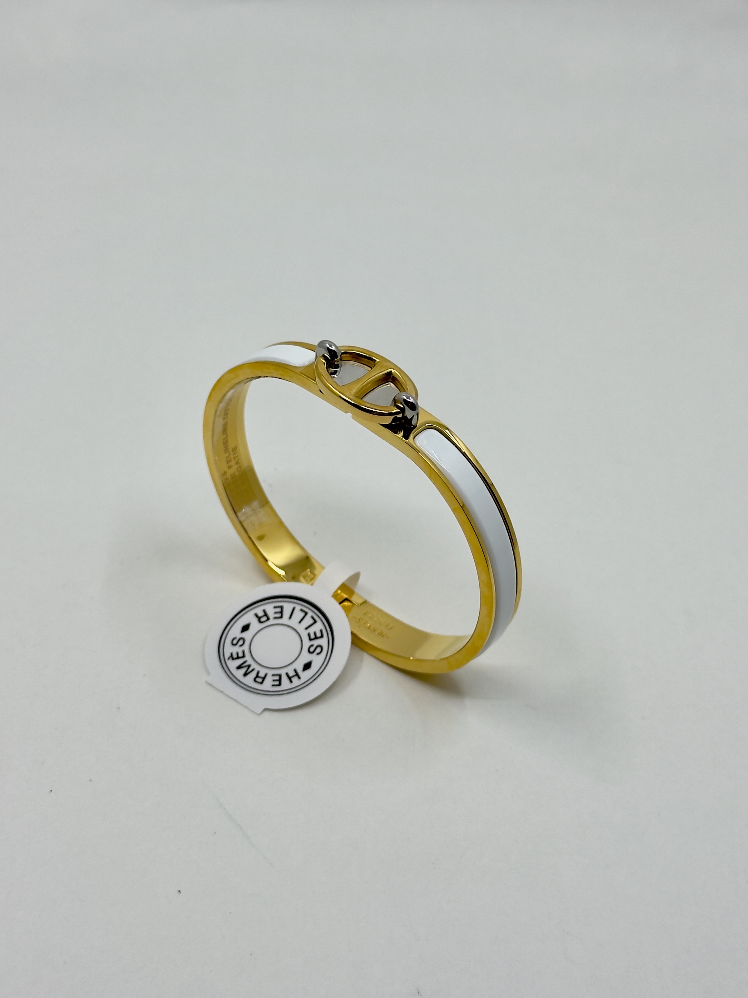 Hrms. Gold Beyaz Clic Kelly Bracelet