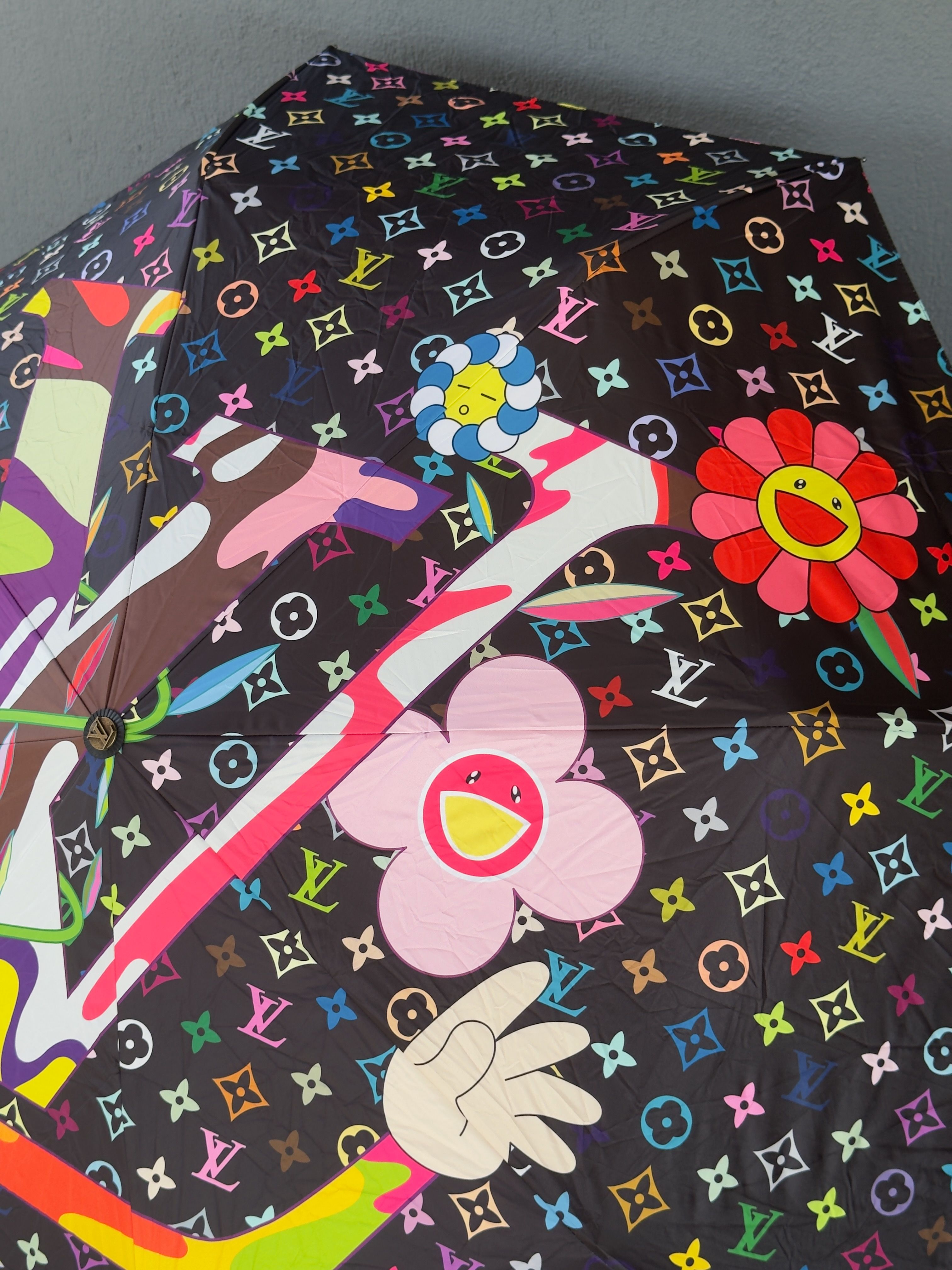 Multicolore Monogram Noir Takashi Murakami Stil Şemsiye