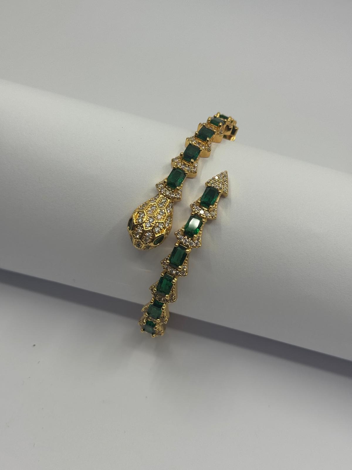 Malahit Taş Detaylı Gold Serpenti