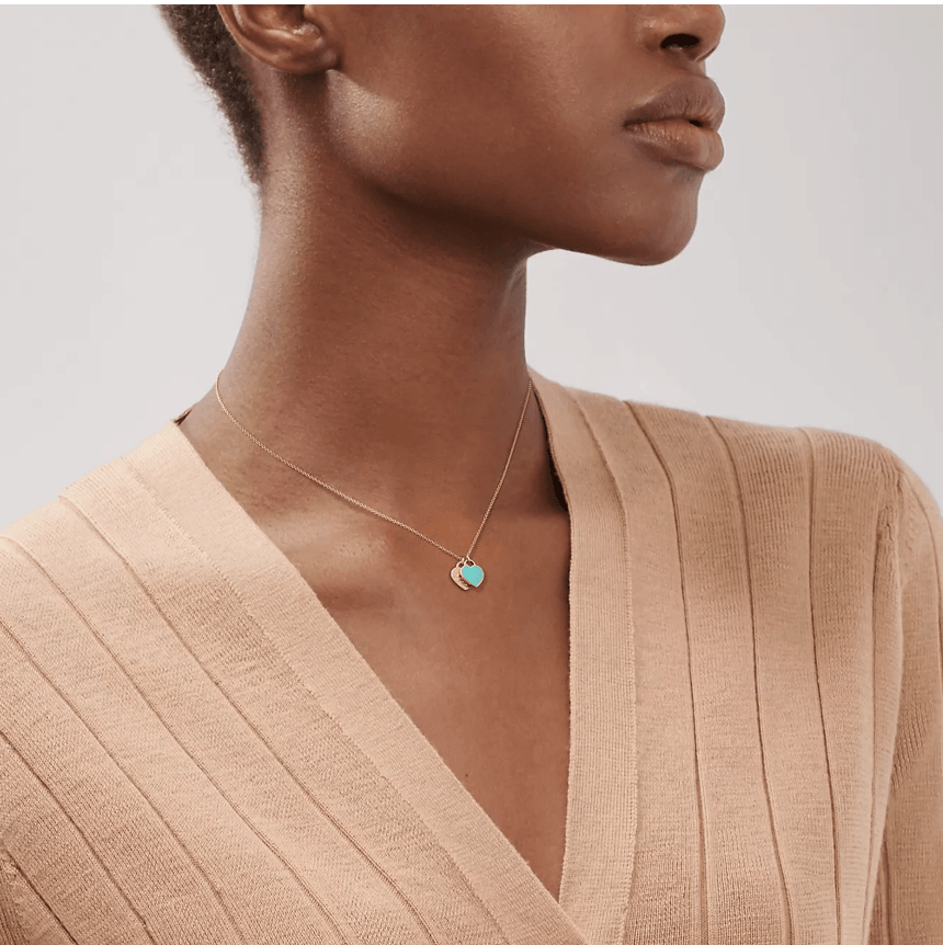 Prem. Tiff.Co Gold Double Heart Kolye