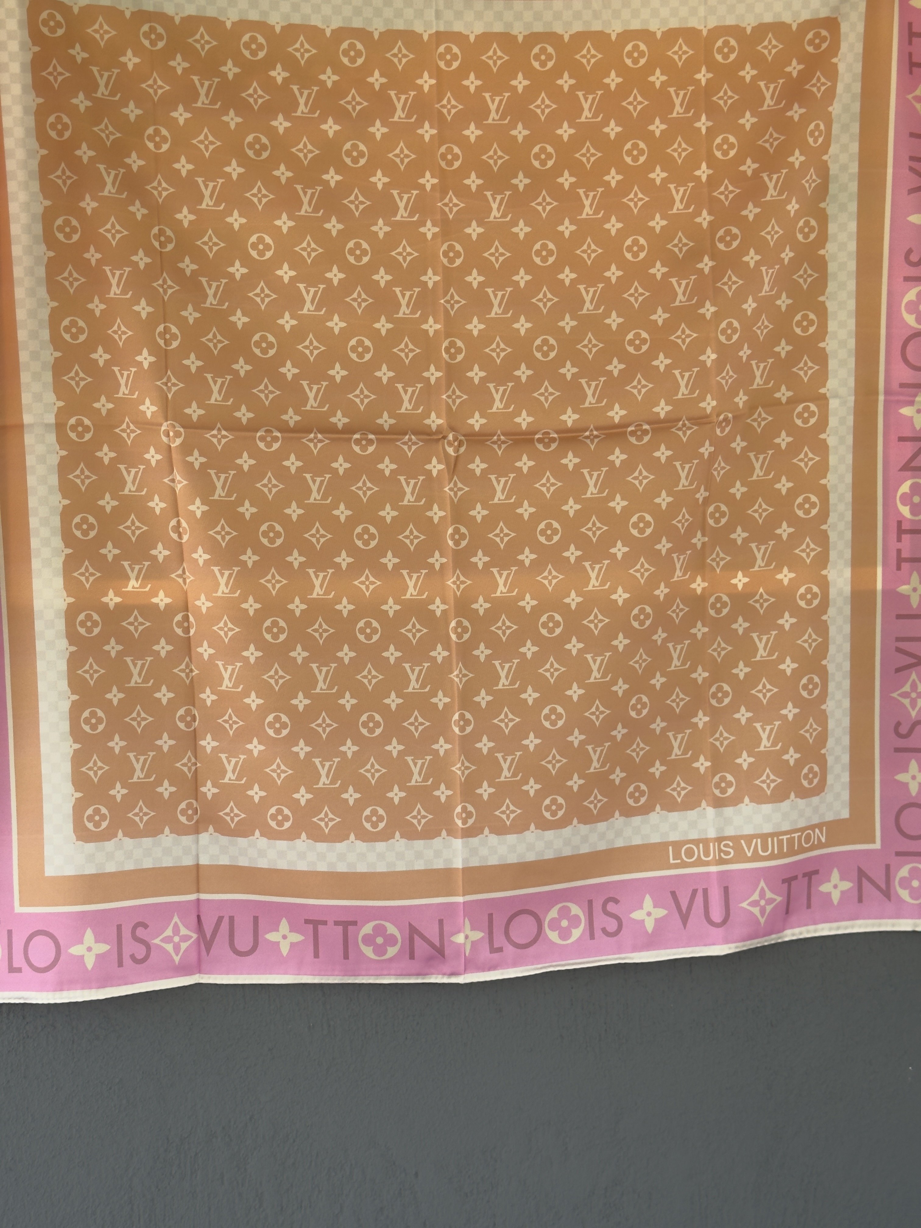 Monogram Pastel Rose İpek Şal
