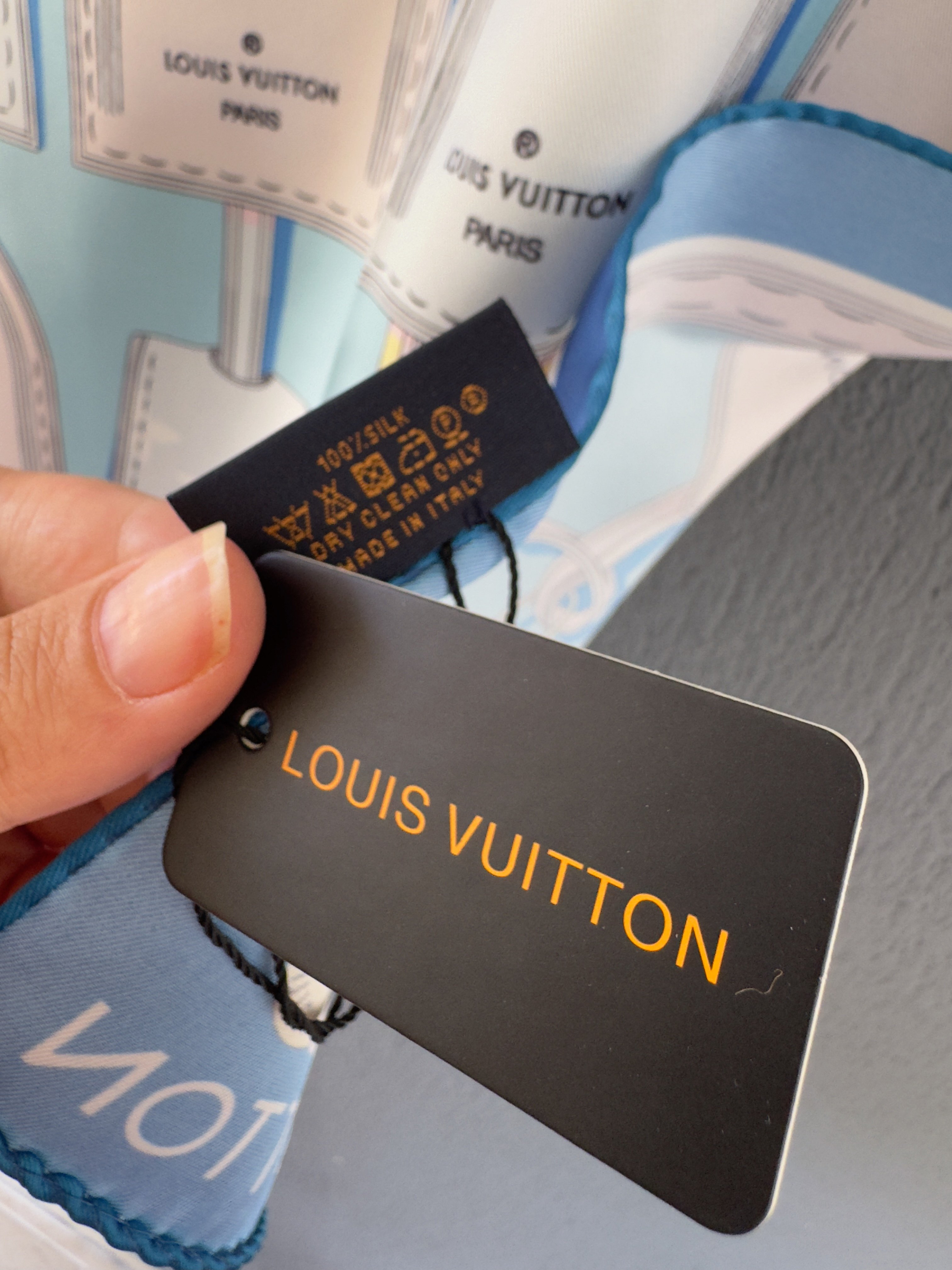 Bag Tag Monogram Bleu İpek Şal