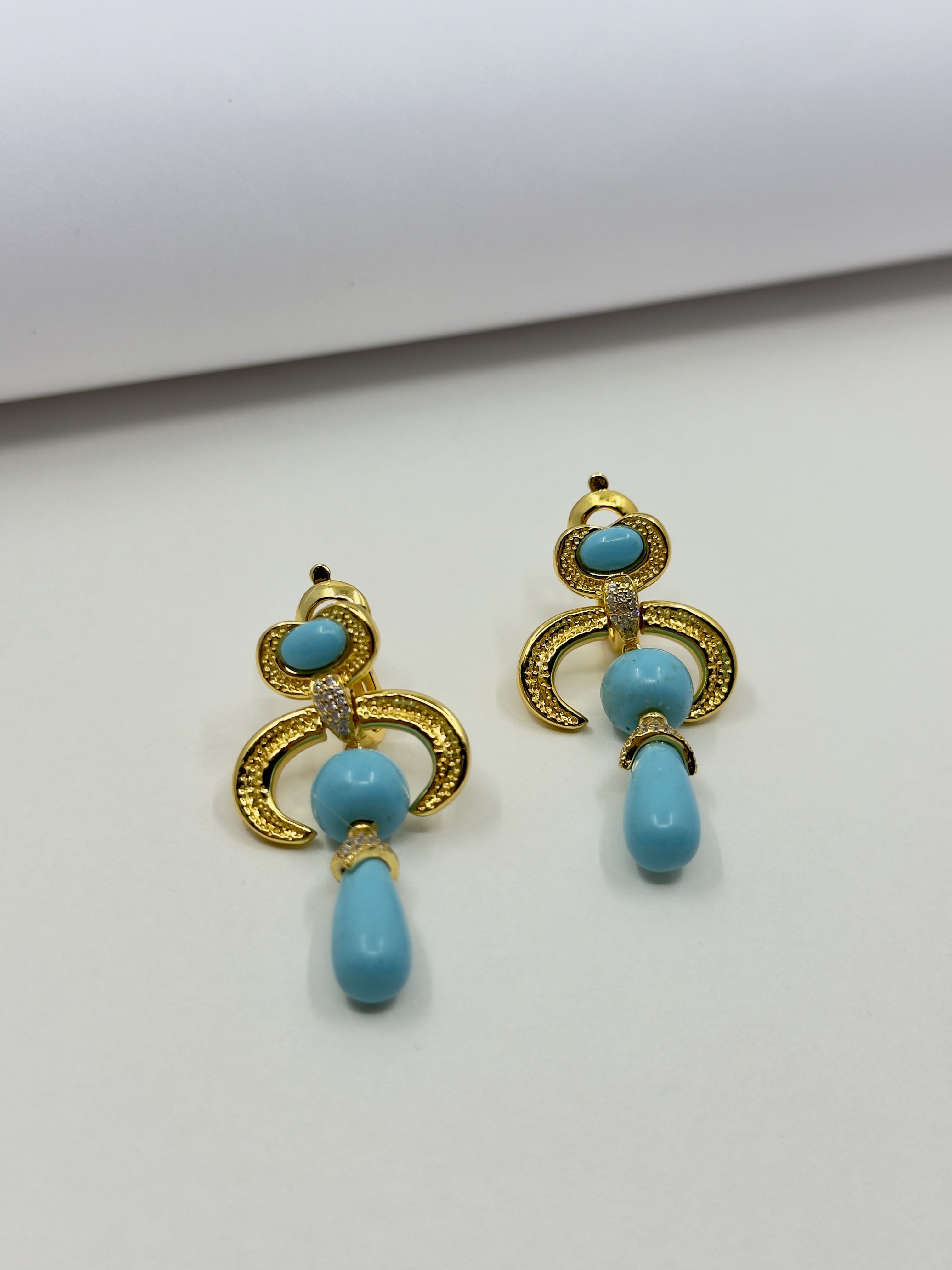 Double Crescent Turquoise Küpe