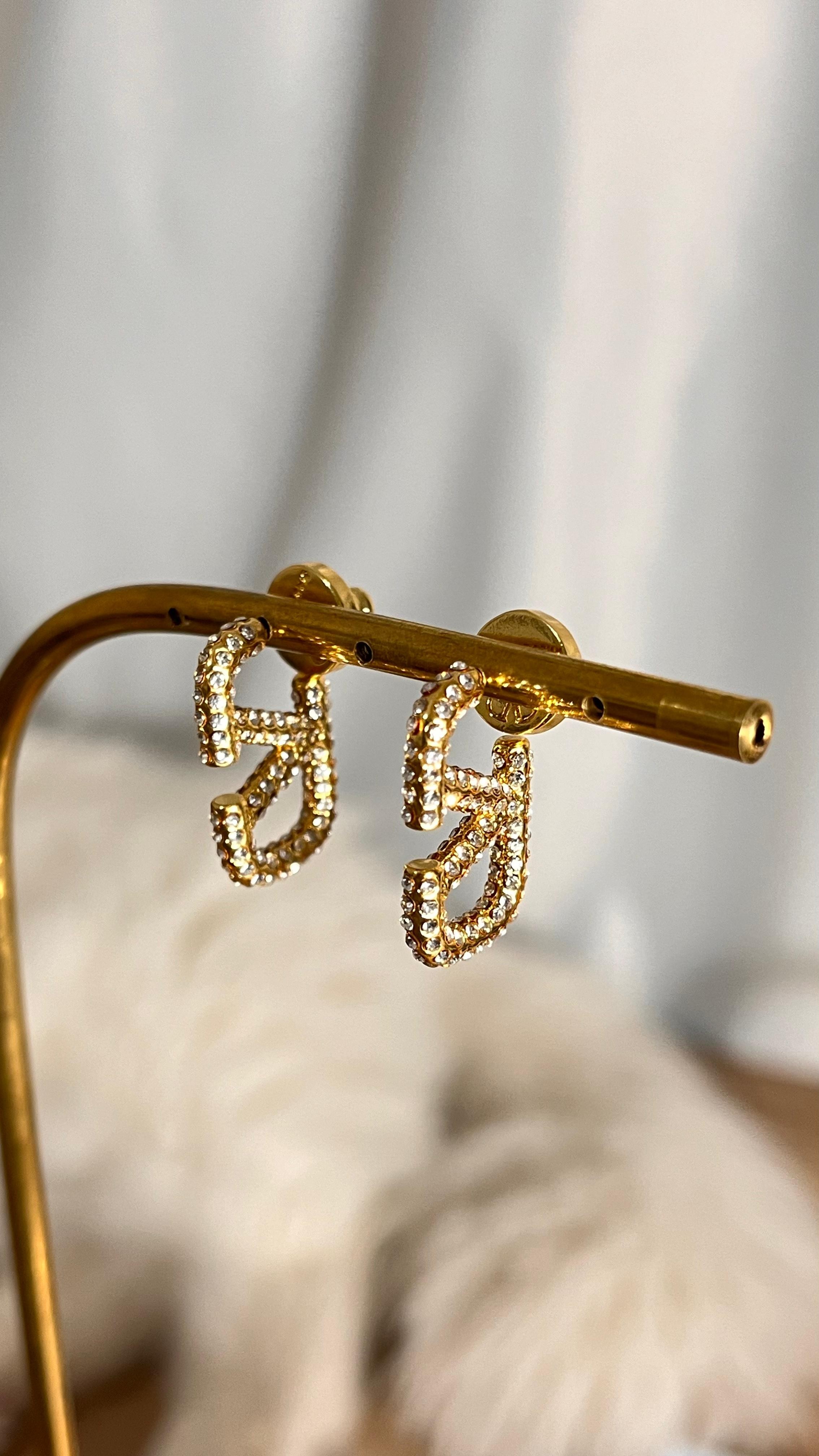 Vlntino. Gold Taşlı Small Küpe