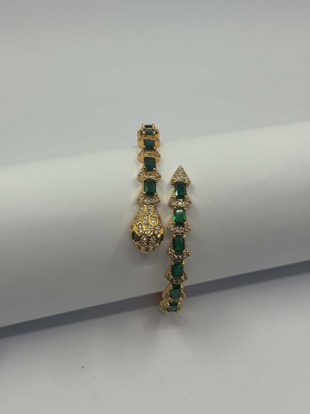 Malahit Taş Detaylı Gold Serpenti