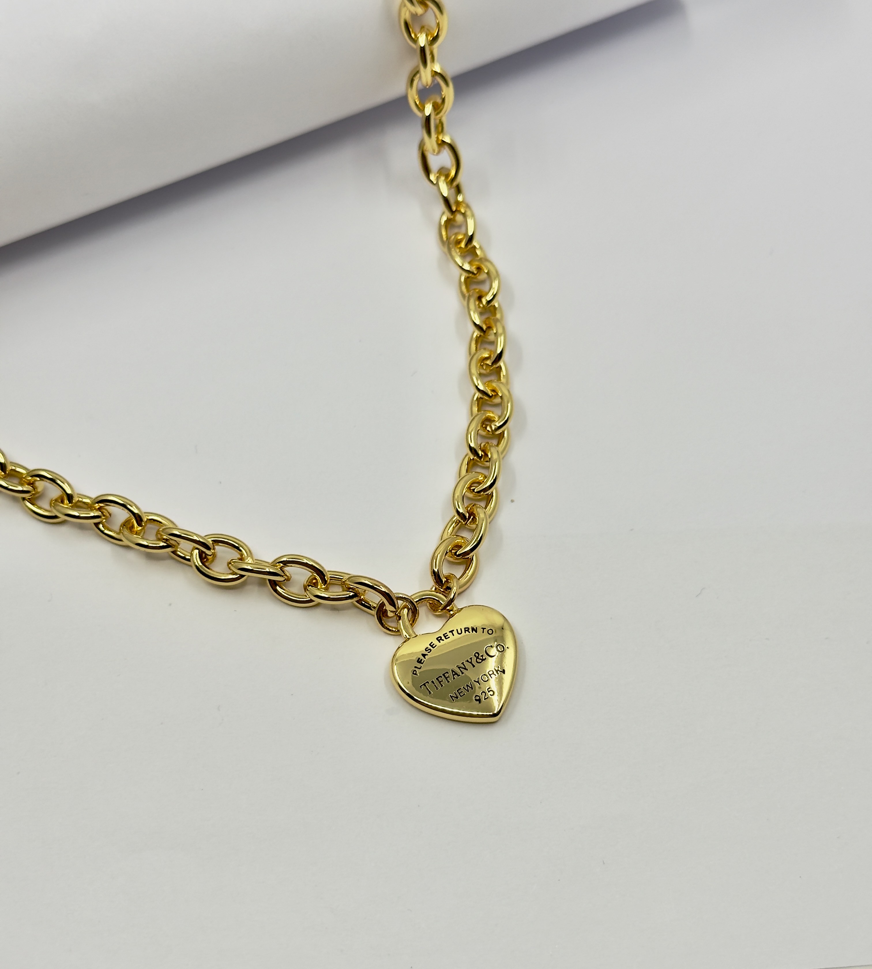 Gold Heart Tag Kolye