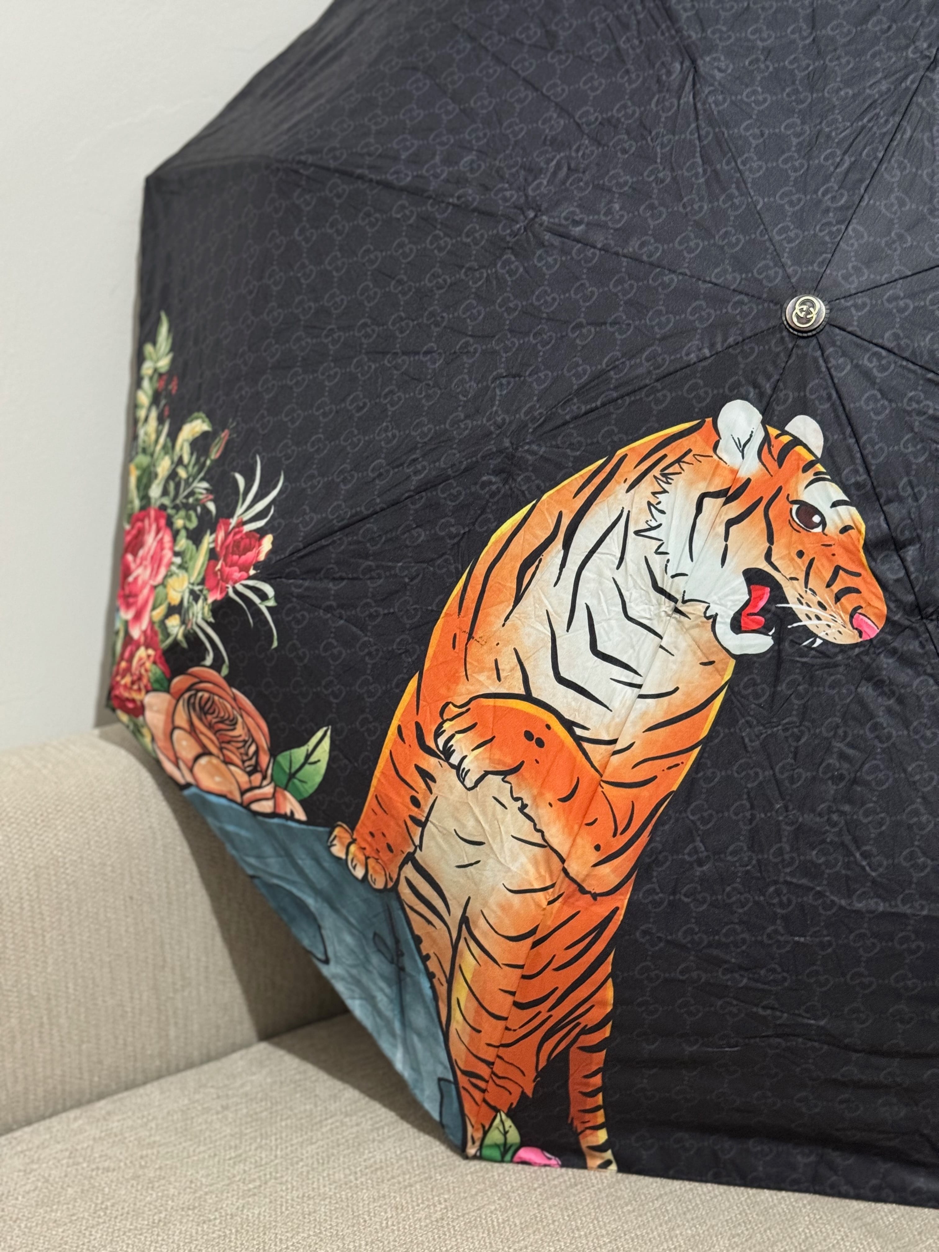 Tiger & Flora Siyah Şemsiye