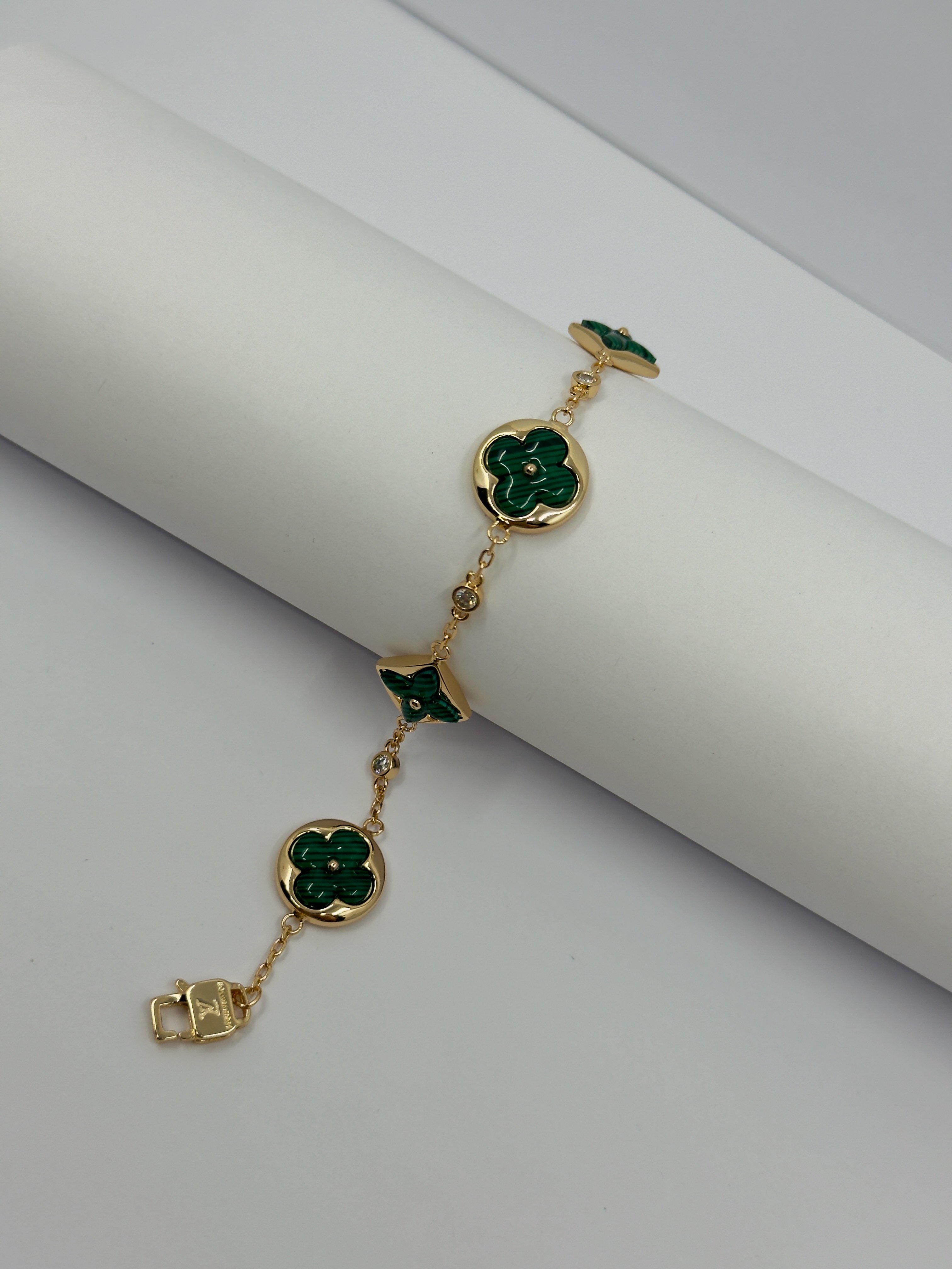 Gold Color Malahit Blossom Bileklik