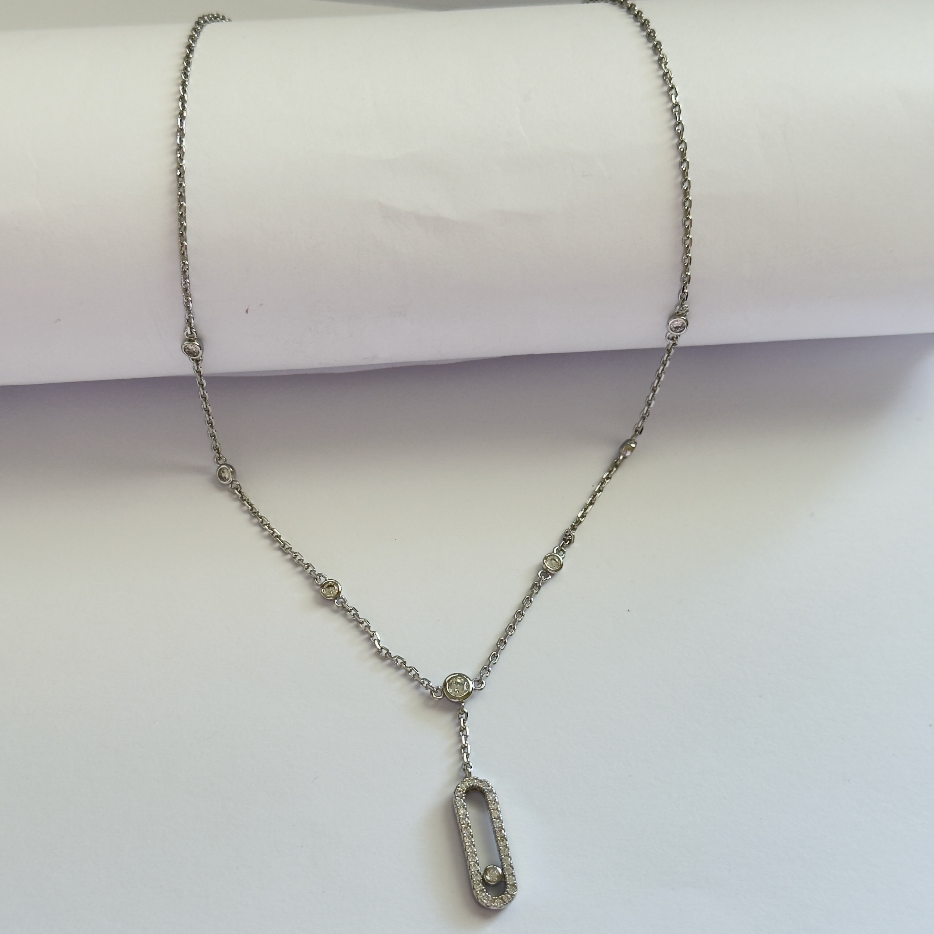 Mess. Silver Taşlı Ataç Kolye