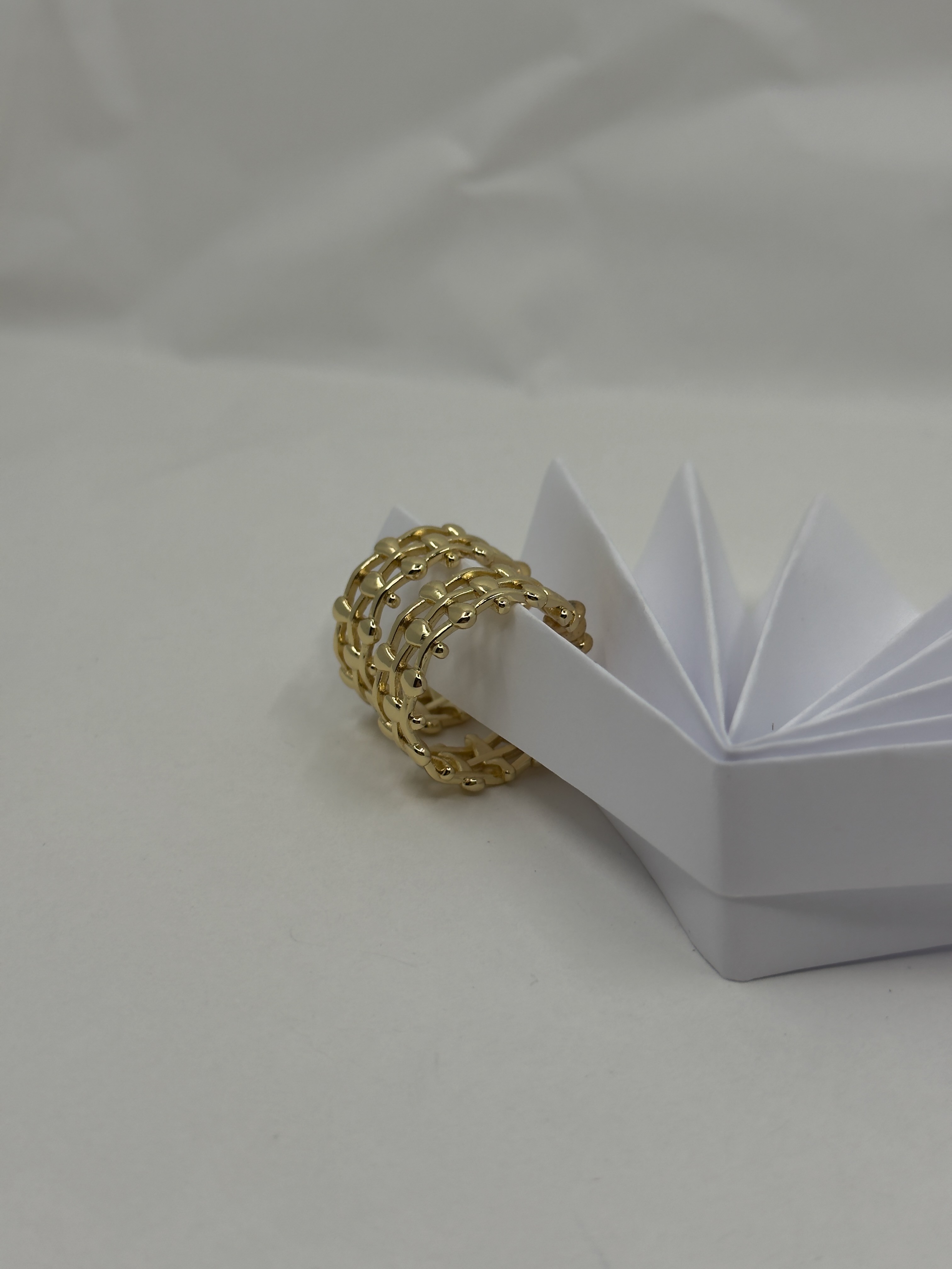 Blncg. Gold Hasır Hoop Küpe