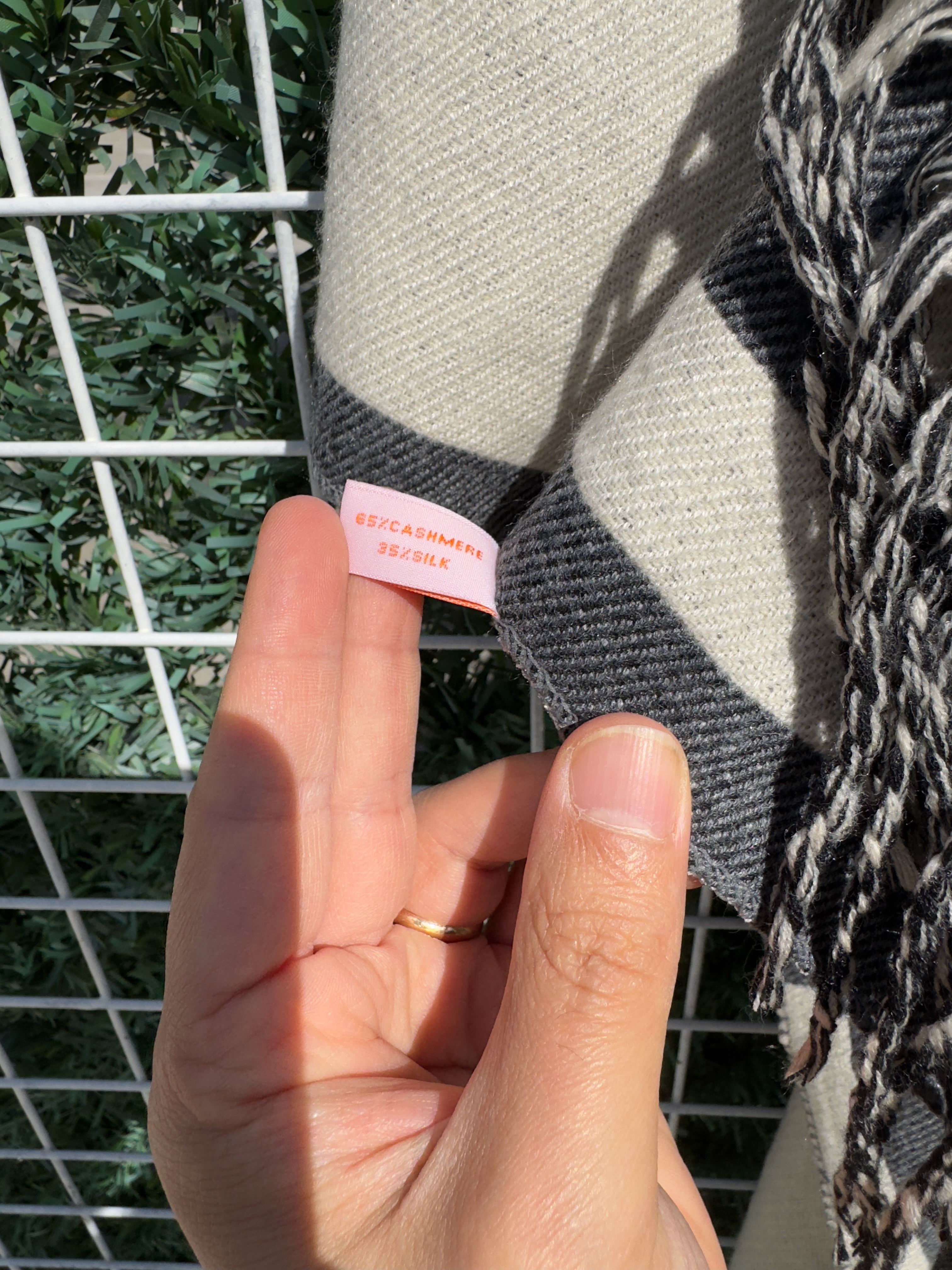H Plaid Gris & Écru Kaşmir & İpek Şal