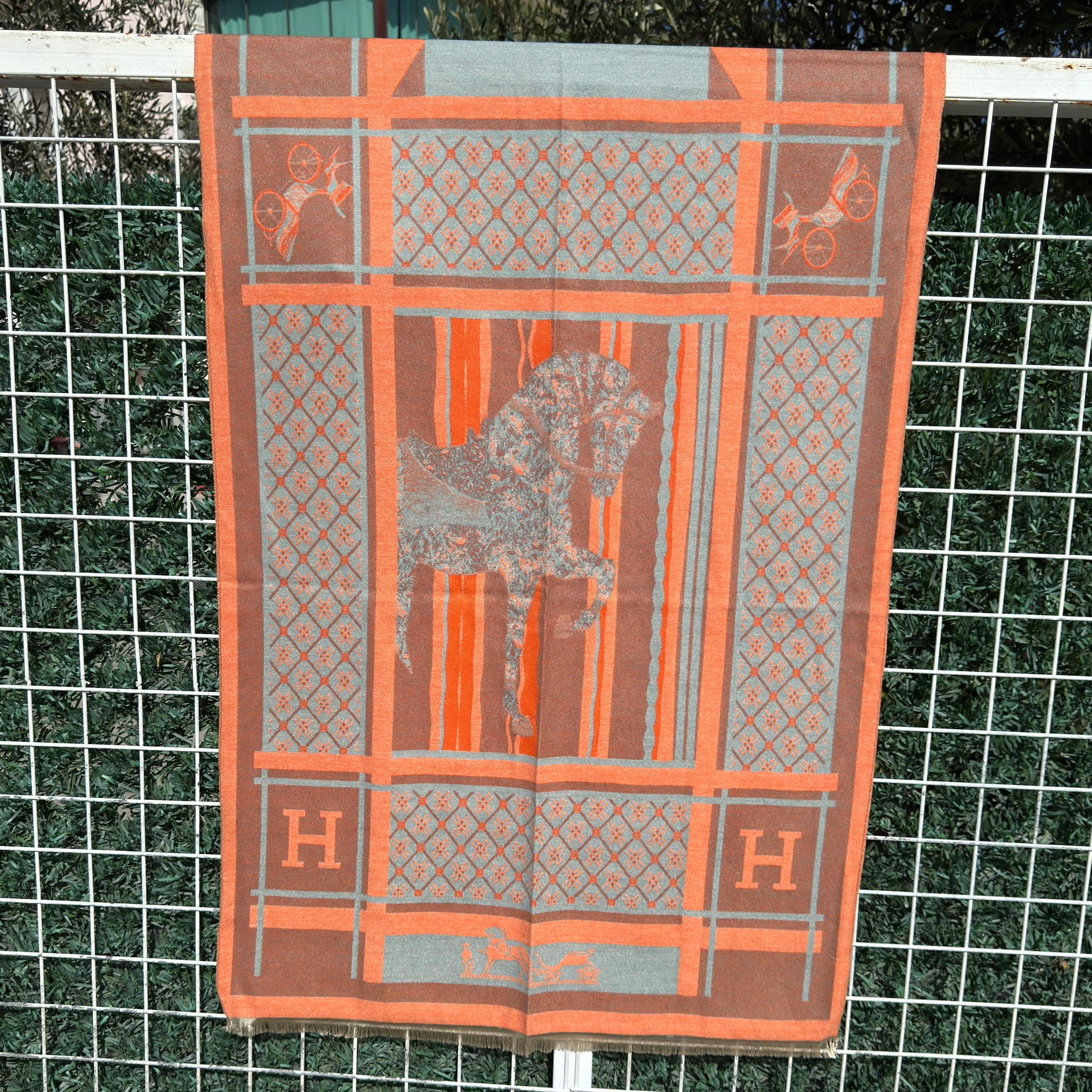 Equestrian Heritage Kaşmir-İpek Şal – Orange Edition