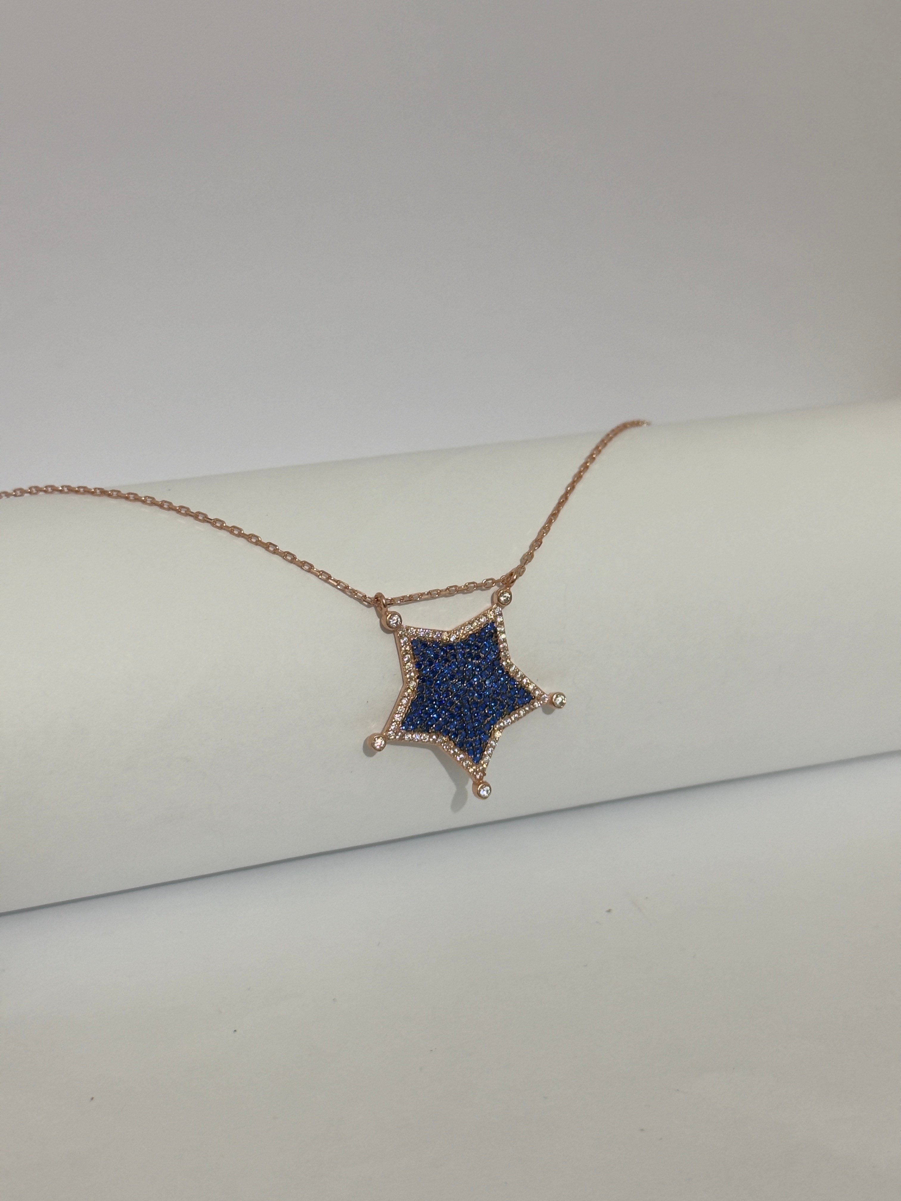 Nebula. Blue Galaxy Crescent Kolye
