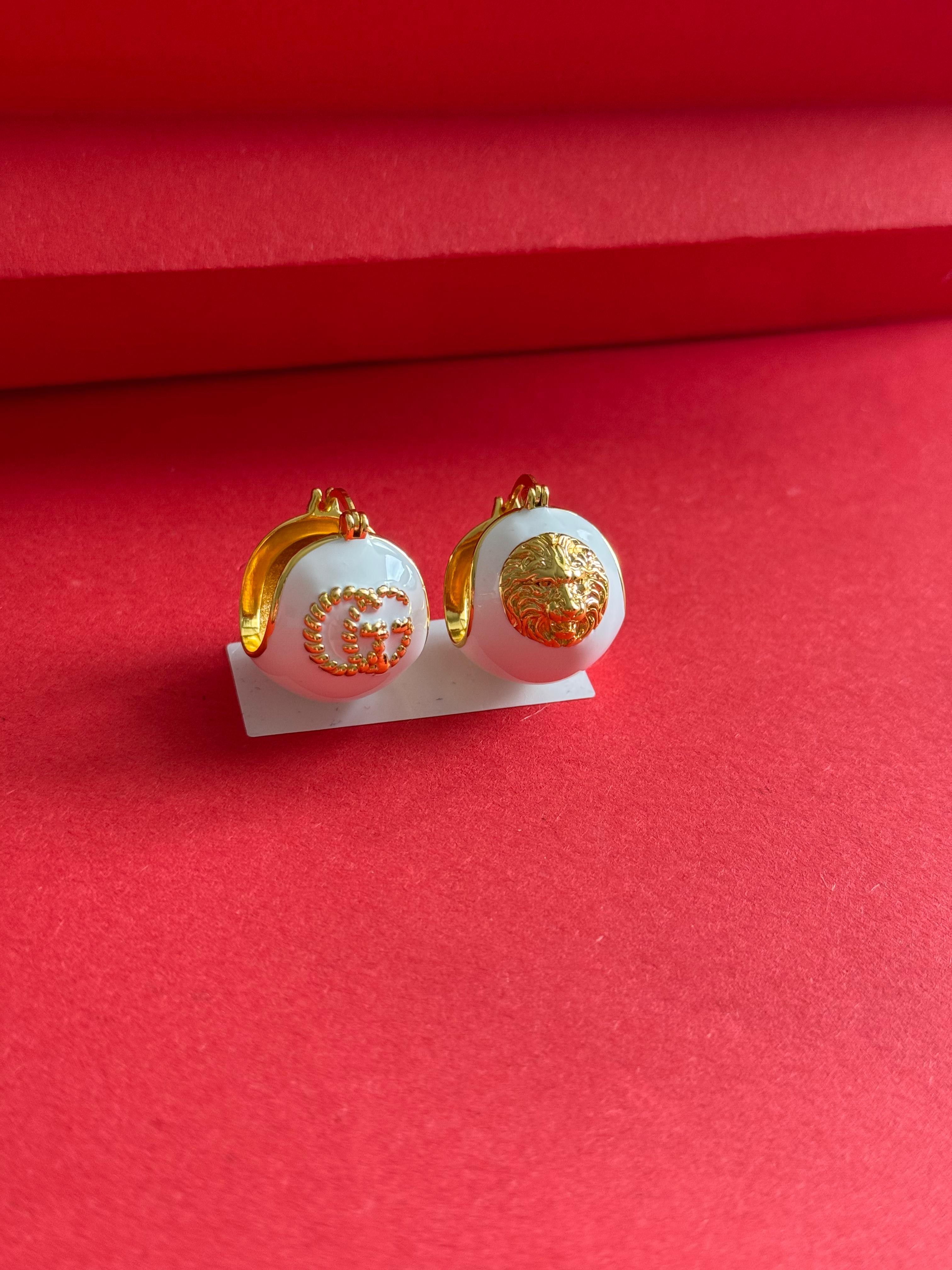 Gcci. Lion Blanc Küpe